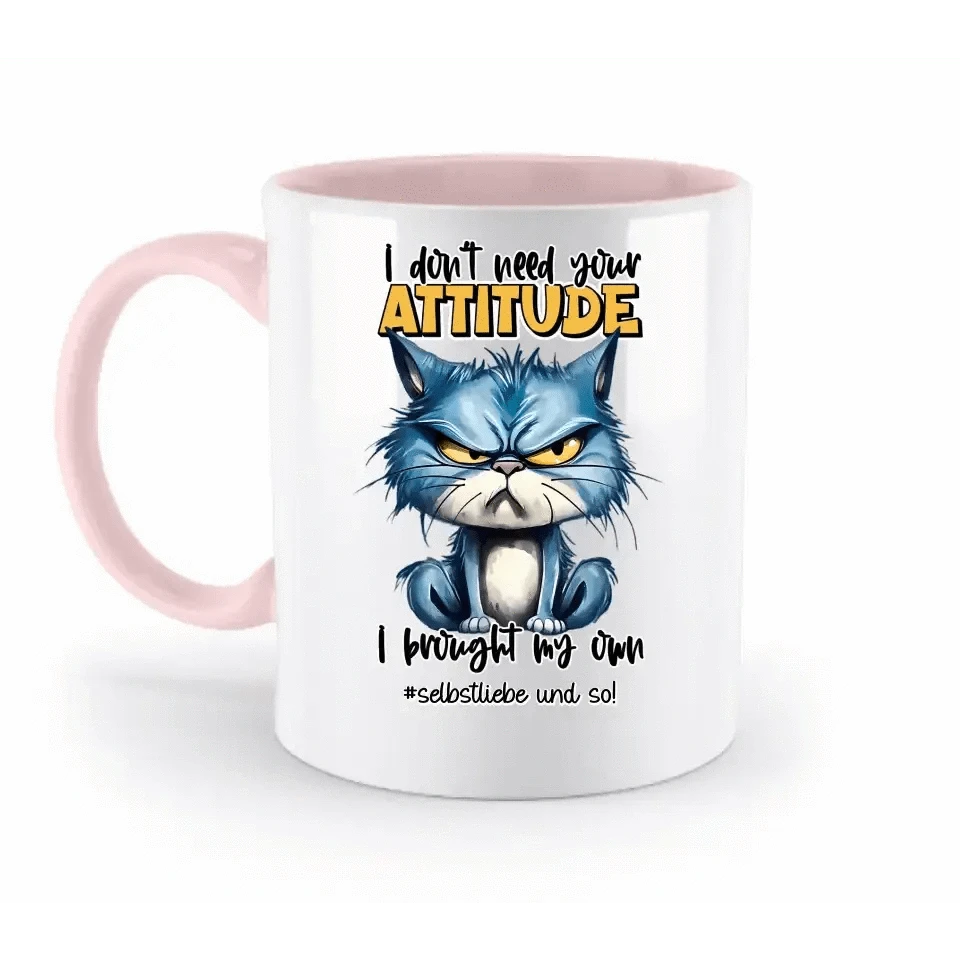 Ich brauche deine Meinung nicht - ich habe meine eigene • Katze • zweifarbige Tasse • Exklusivdesign • personalisiert