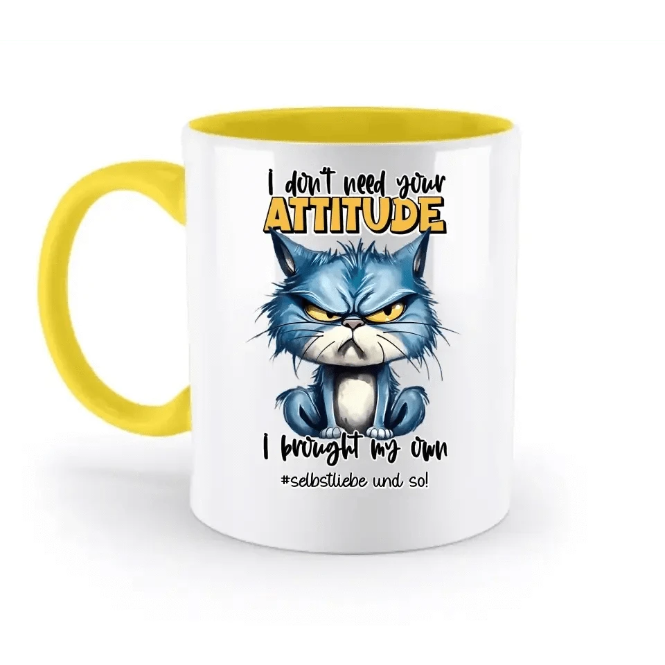 Ich brauche deine Meinung nicht - ich habe meine eigene • Katze • zweifarbige Tasse • Exklusivdesign • personalisiert