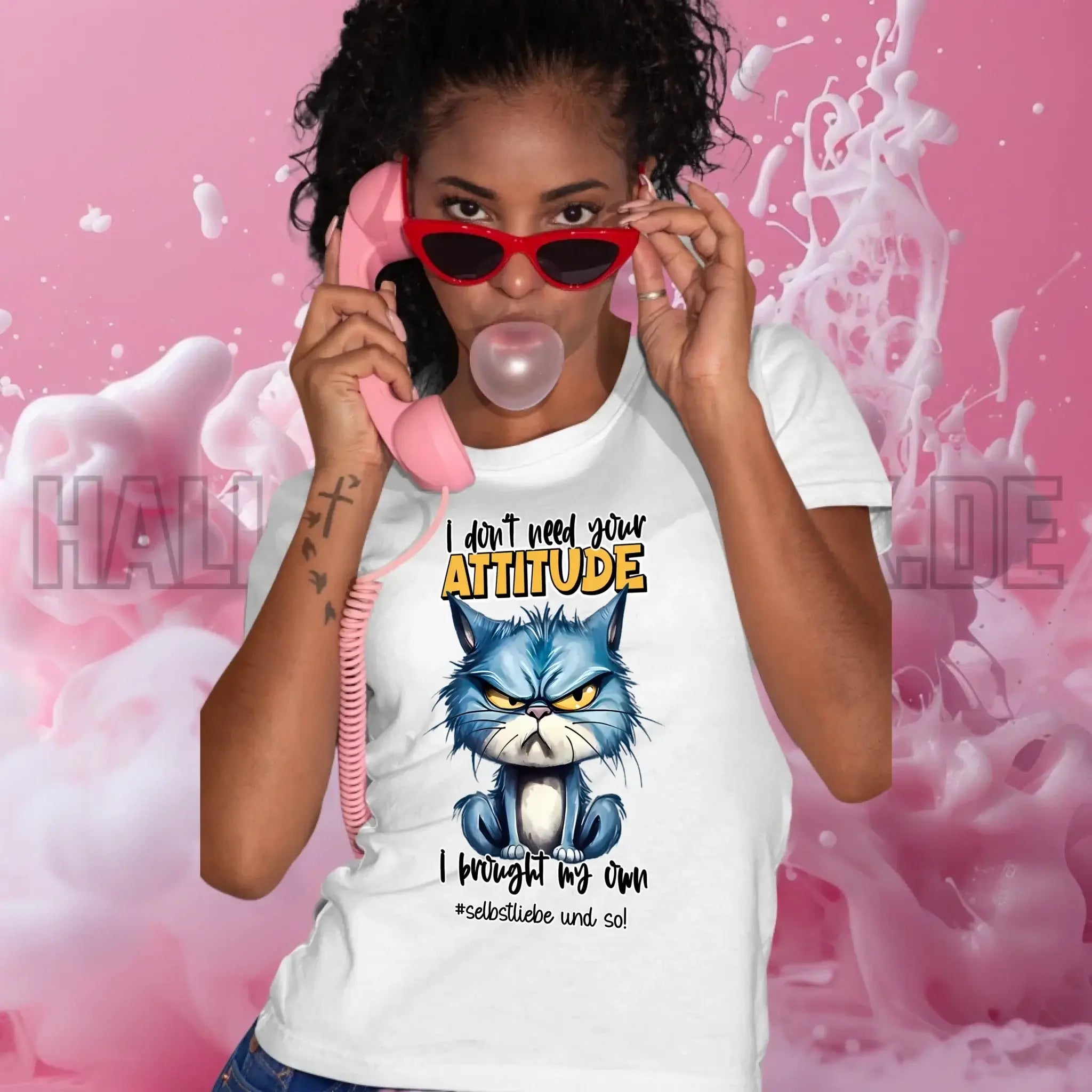 Ich brauche deine Meinung nicht - ich habe meine eigene • Katze • Ladies Premium T-Shirt XS-2XL aus Bio-Baumwolle für Damen • Exklusivdesign • personalisiert