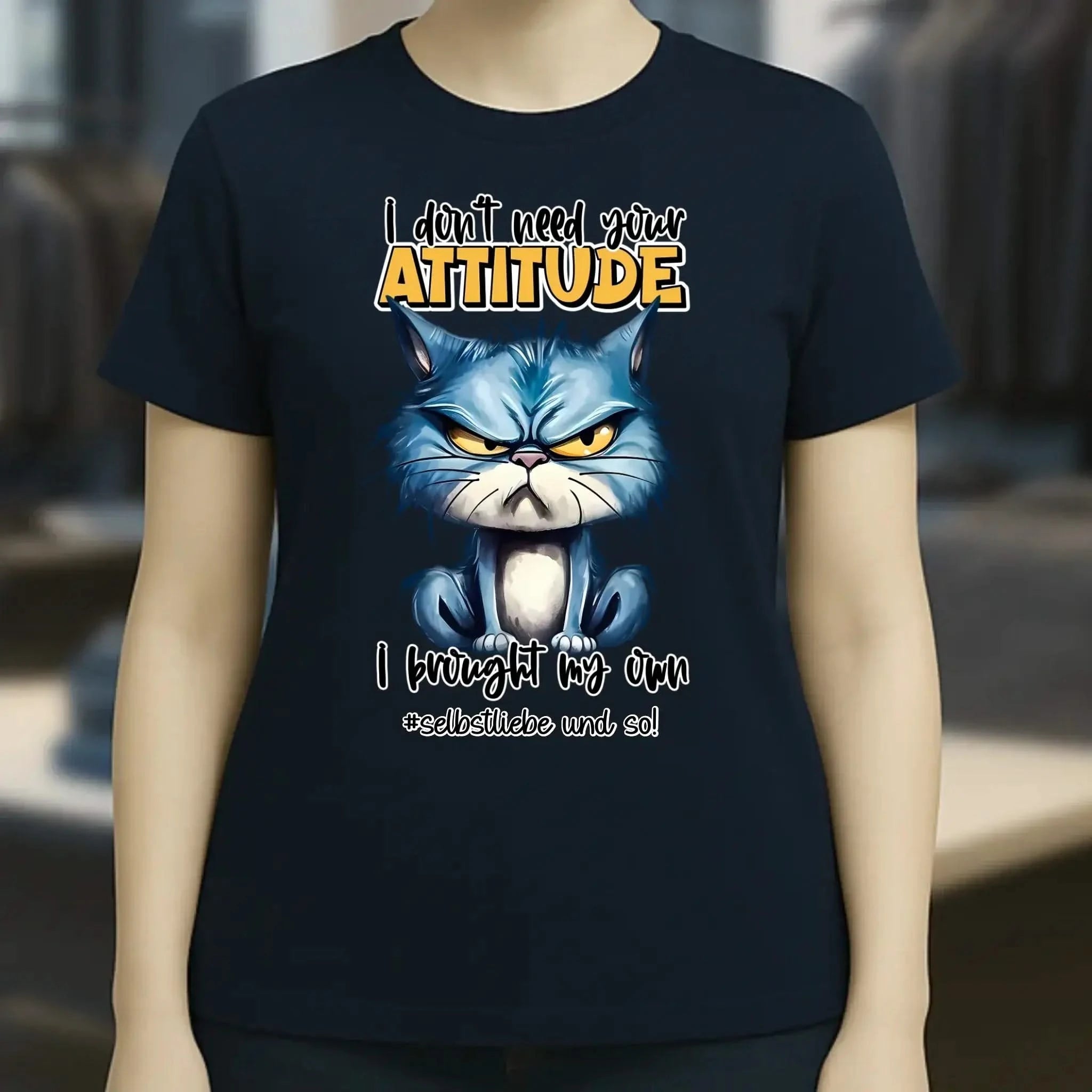 Ich brauche deine Meinung nicht - ich habe meine eigene • Katze • Ladies Premium T-Shirt XS-2XL aus Bio-Baumwolle für Damen • Exklusivdesign • personalisiert