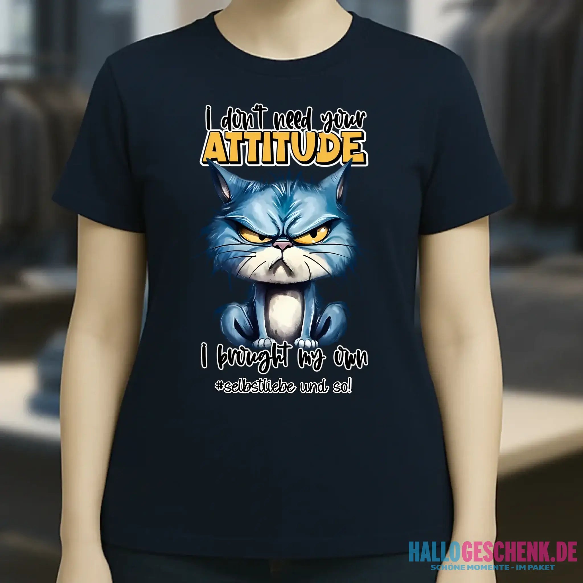 Ich brauche deine Meinung nicht - ich habe meine eigene • Katze • Ladies Premium T-Shirt XS-2XL aus Bio-Baumwolle für Damen • Exklusivdesign • personalisiert