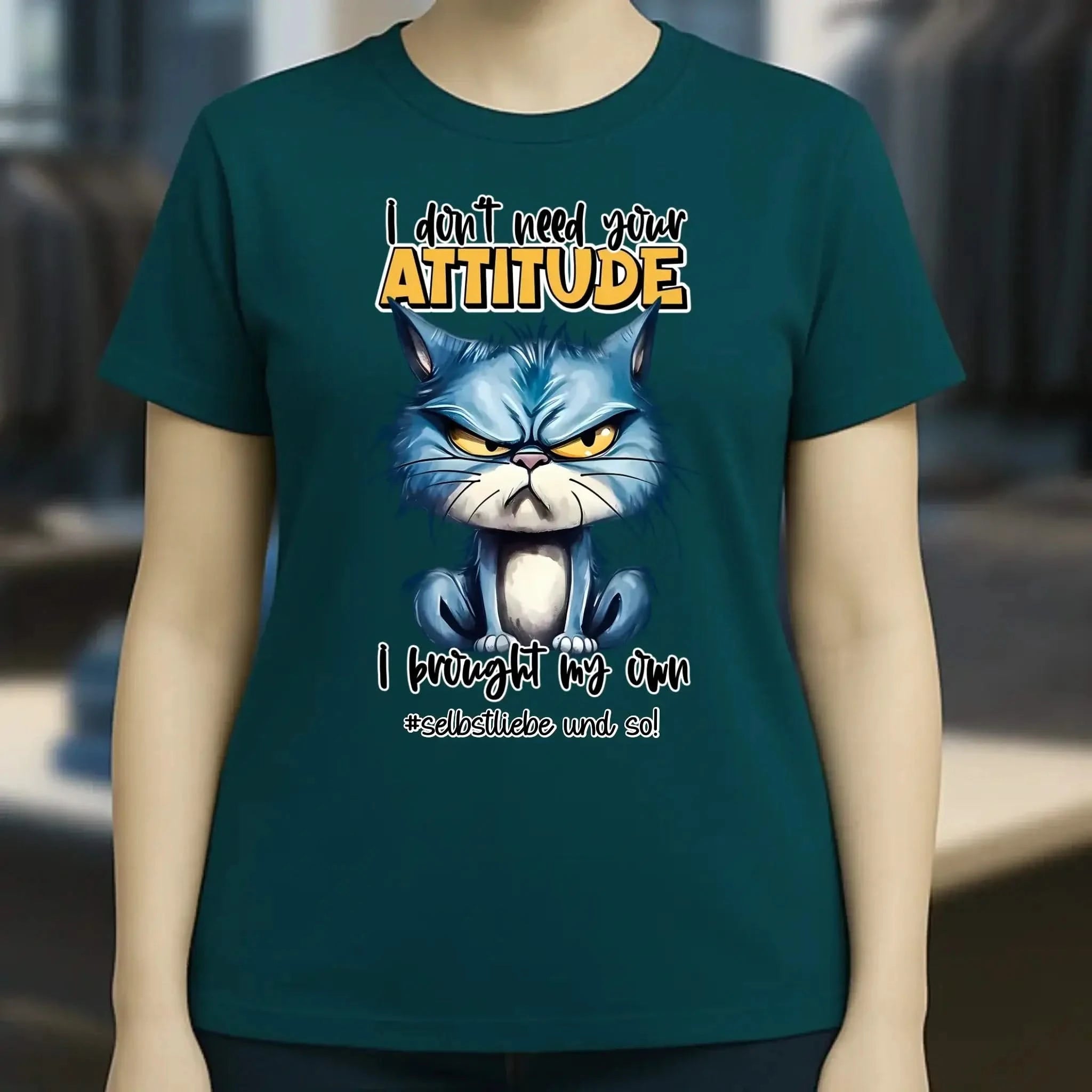 Ich brauche deine Meinung nicht - ich habe meine eigene • Katze • Ladies Premium T-Shirt XS-2XL aus Bio-Baumwolle für Damen • Exklusivdesign • personalisiert
