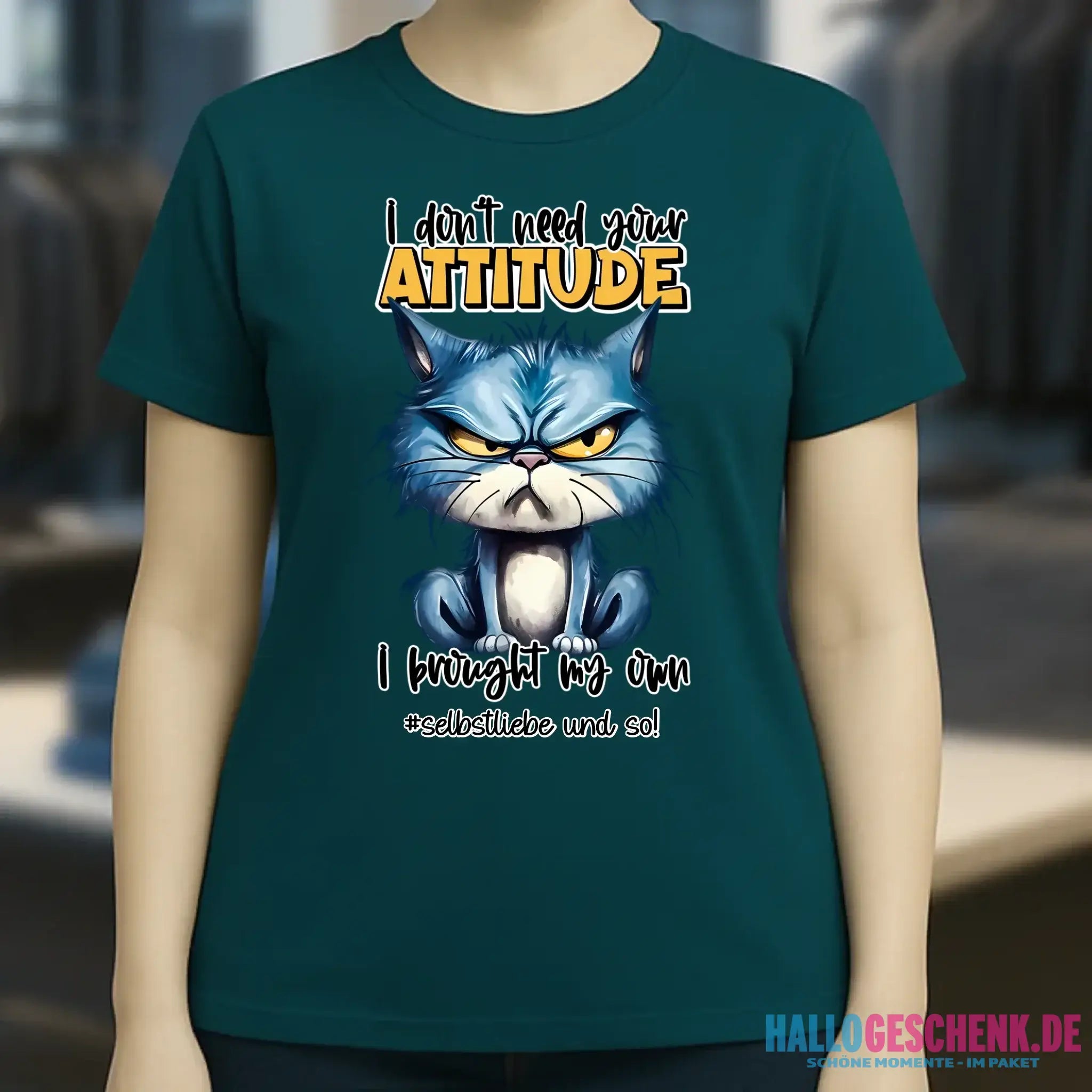 Ich brauche deine Meinung nicht - ich habe meine eigene • Katze • Ladies Premium T-Shirt XS-2XL aus Bio-Baumwolle für Damen • Exklusivdesign • personalisiert