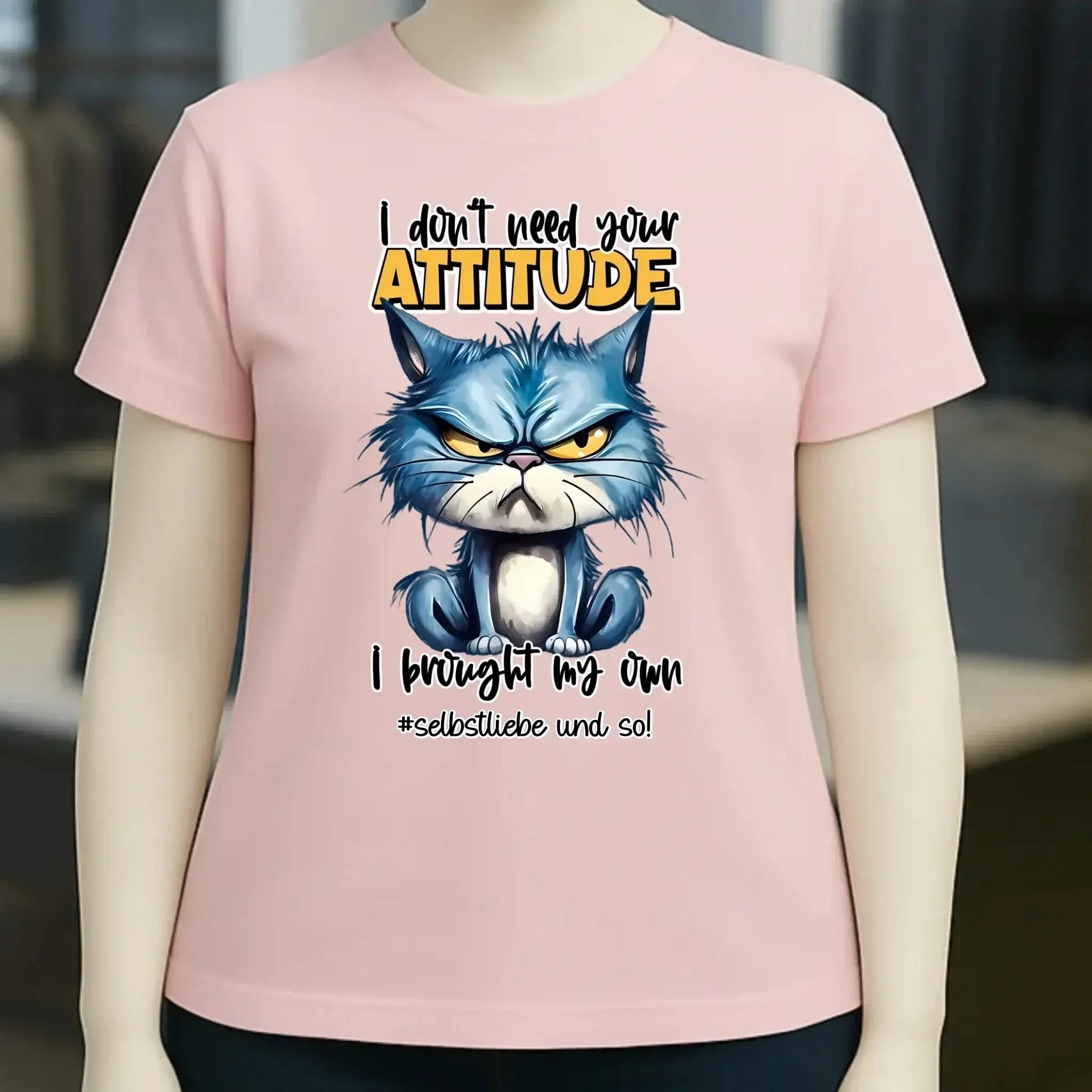 Ich brauche deine Meinung nicht - ich habe meine eigene • Katze • Ladies Premium T-Shirt XS-2XL aus Bio-Baumwolle für Damen • Exklusivdesign • personalisiert