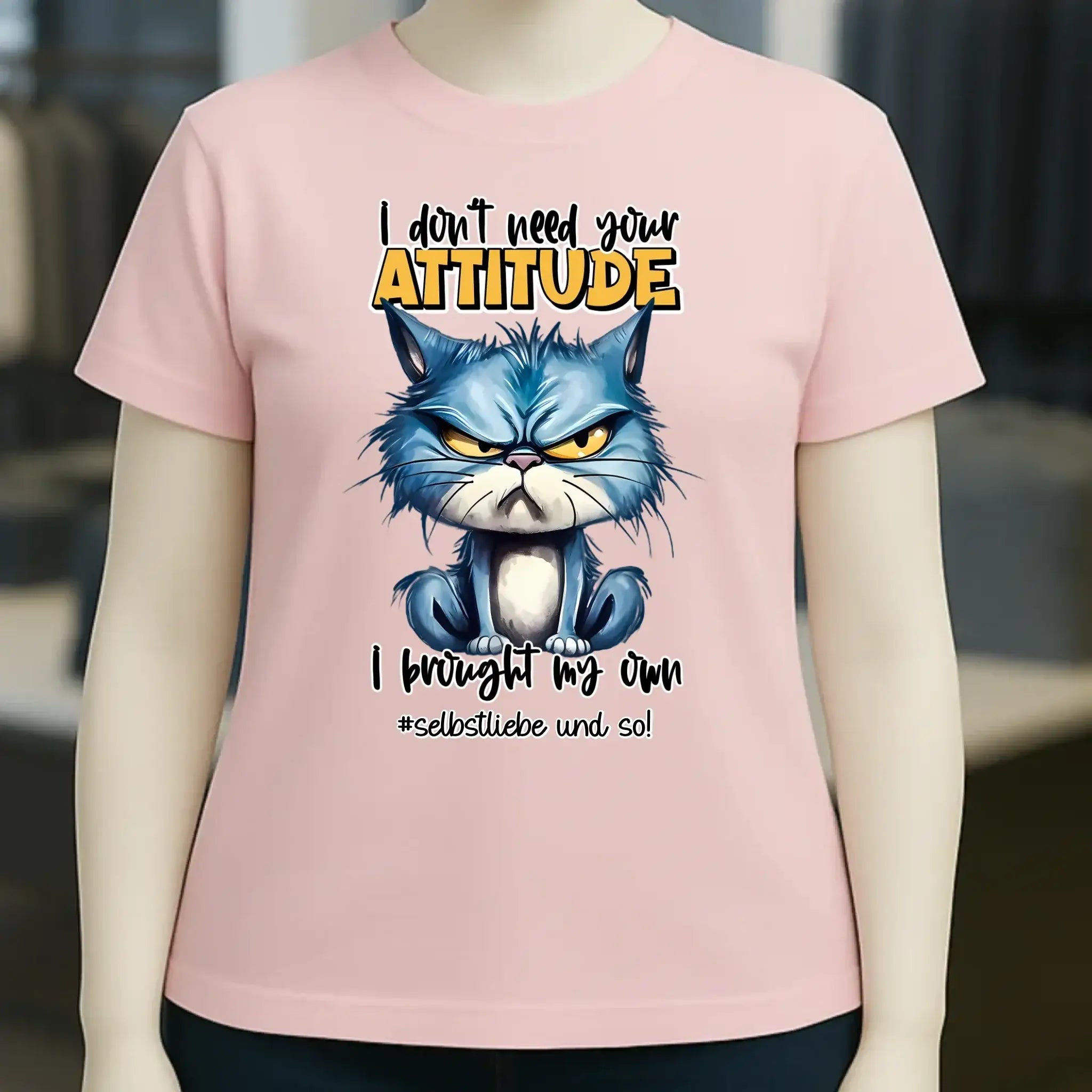 Ich brauche deine Meinung nicht - ich habe meine eigene • Katze • Ladies Premium T-Shirt XS-2XL aus Bio-Baumwolle für Damen • Exklusivdesign • personalisiert
