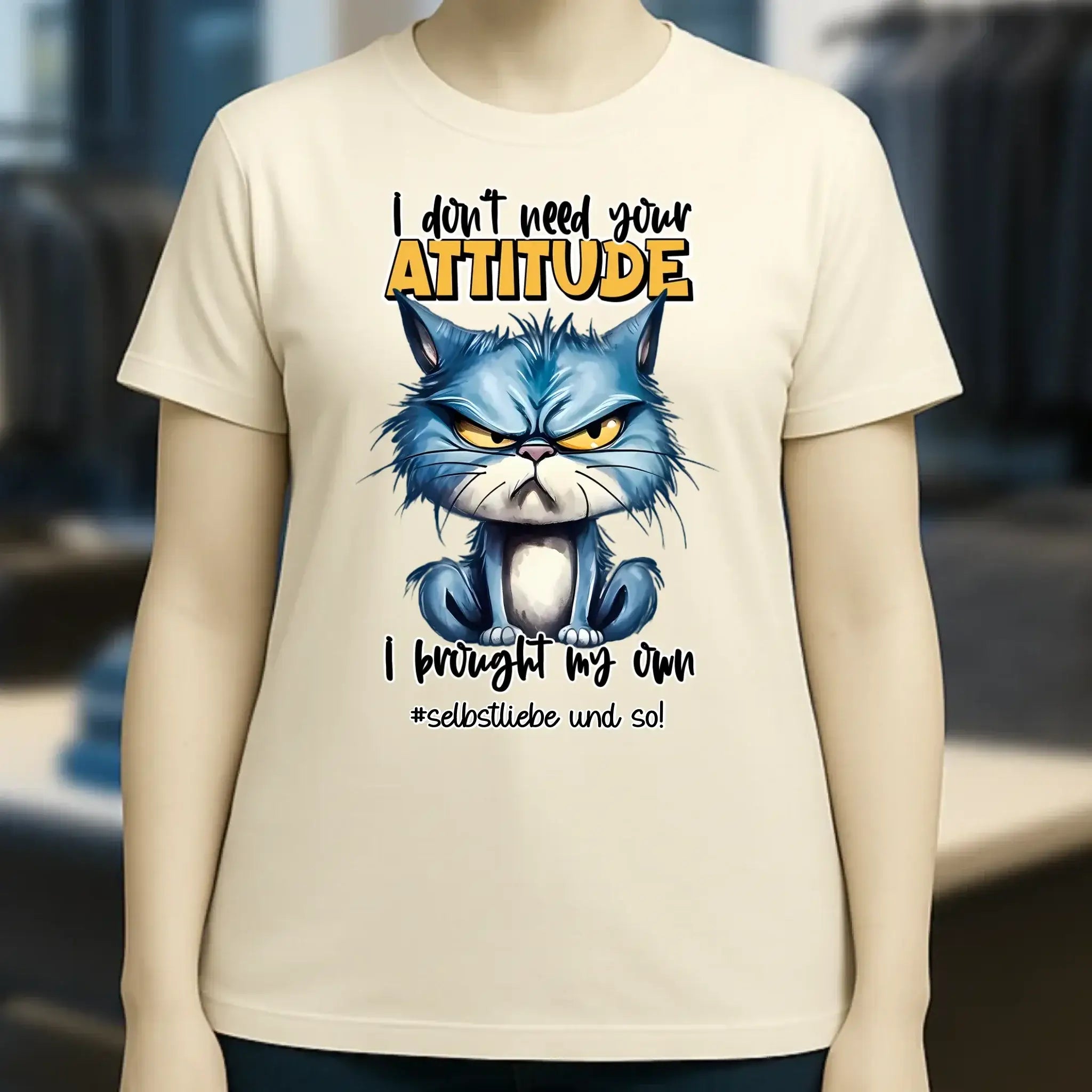 Ich brauche deine Meinung nicht - ich habe meine eigene • Katze • Ladies Premium T-Shirt XS-2XL aus Bio-Baumwolle für Damen • Exklusivdesign • personalisiert
