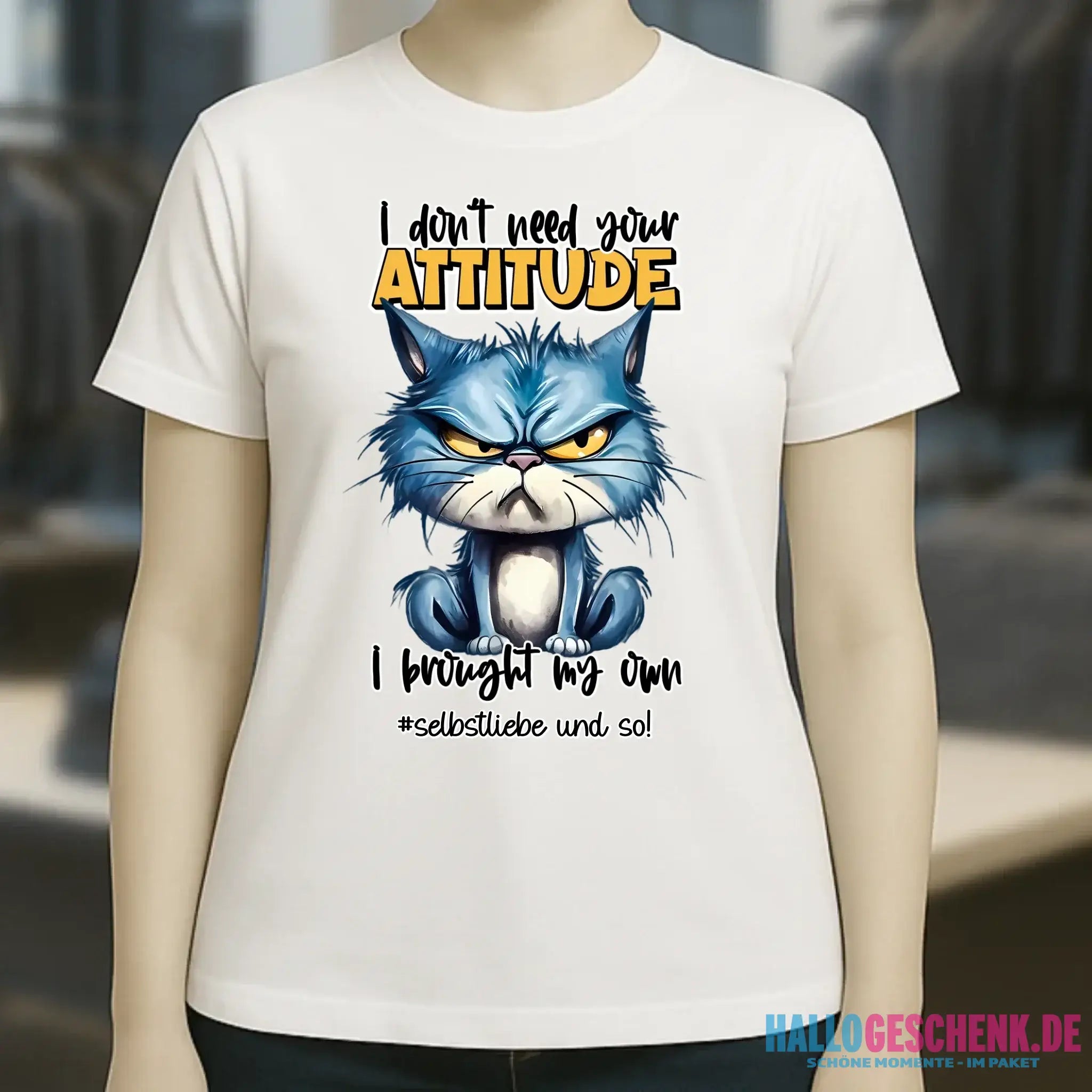 Ich brauche deine Meinung nicht - ich habe meine eigene • Katze • Ladies Premium T-Shirt XS-2XL aus Bio-Baumwolle für Damen • Exklusivdesign • personalisiert