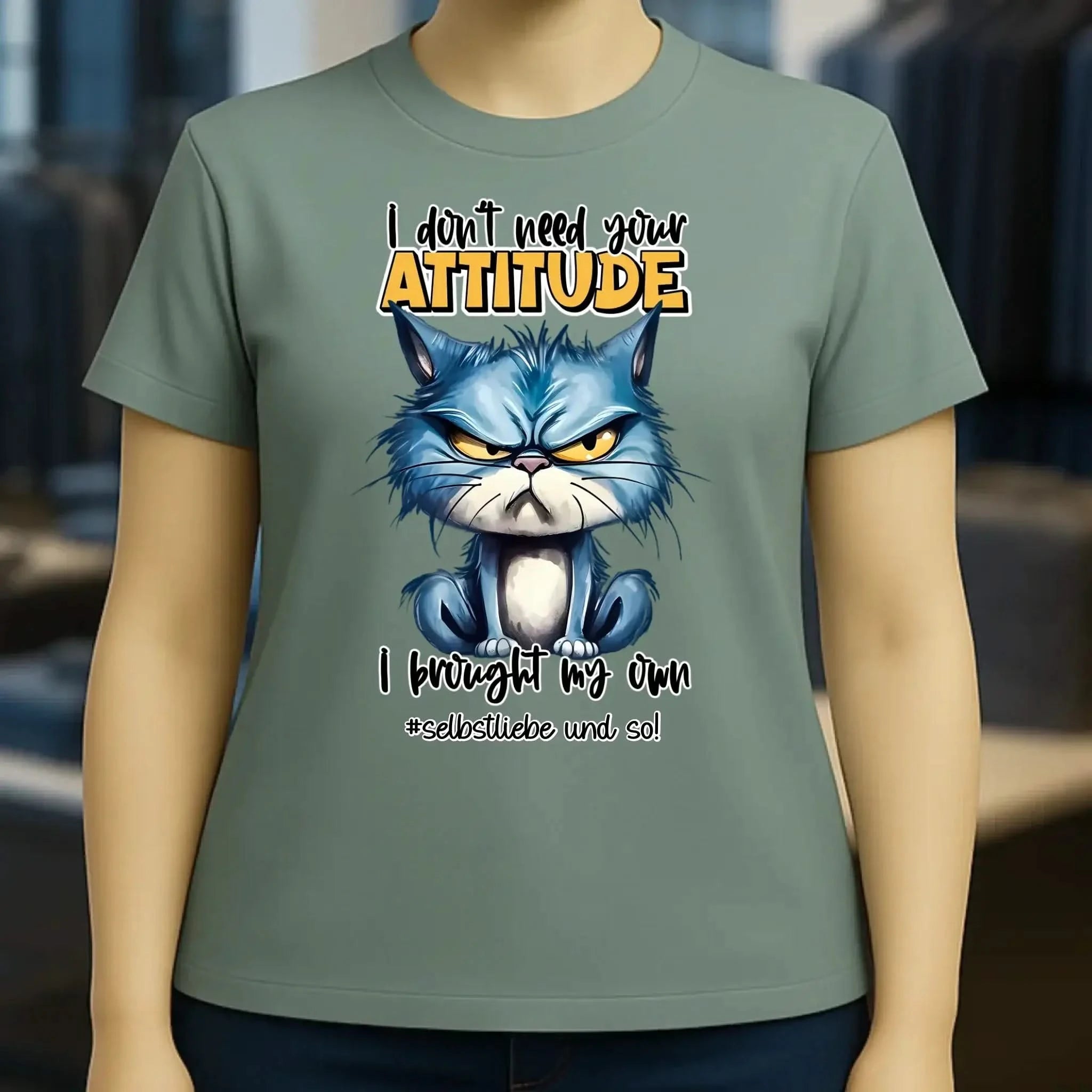Ich brauche deine Meinung nicht - ich habe meine eigene • Katze • Ladies Premium T-Shirt XS-2XL aus Bio-Baumwolle für Damen • Exklusivdesign • personalisiert