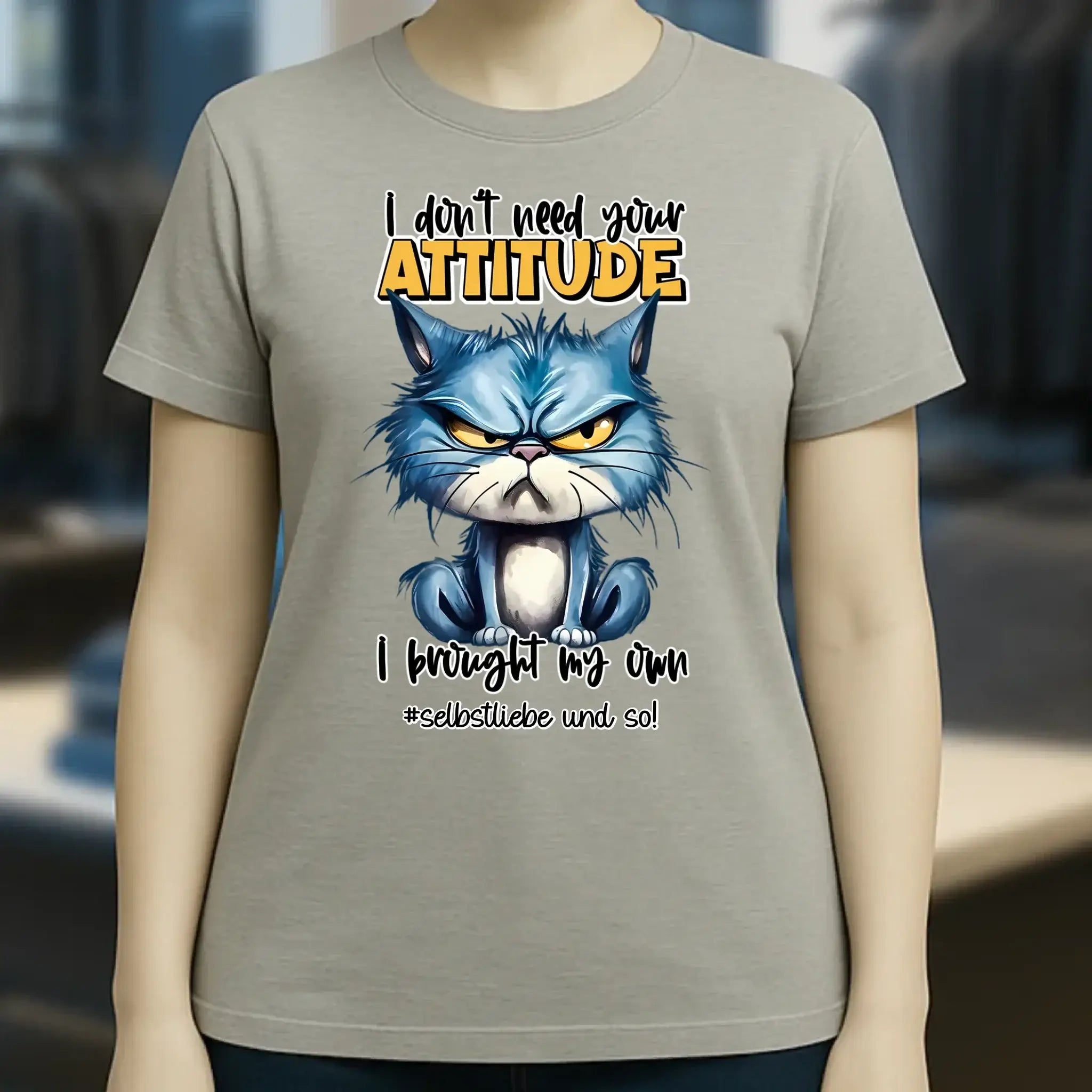 Ich brauche deine Meinung nicht - ich habe meine eigene • Katze • Ladies Premium T-Shirt XS-2XL aus Bio-Baumwolle für Damen • Exklusivdesign • personalisiert
