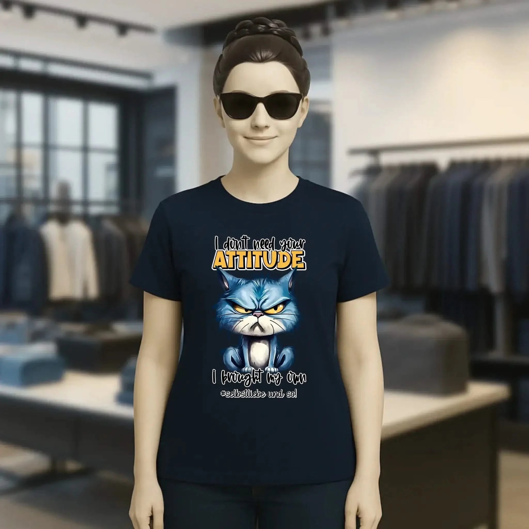 Ich brauche deine Meinung nicht - ich habe meine eigene • Katze • Ladies Premium T-Shirt XS-2XL aus Bio-Baumwolle für Damen • Exklusivdesign • personalisiert
