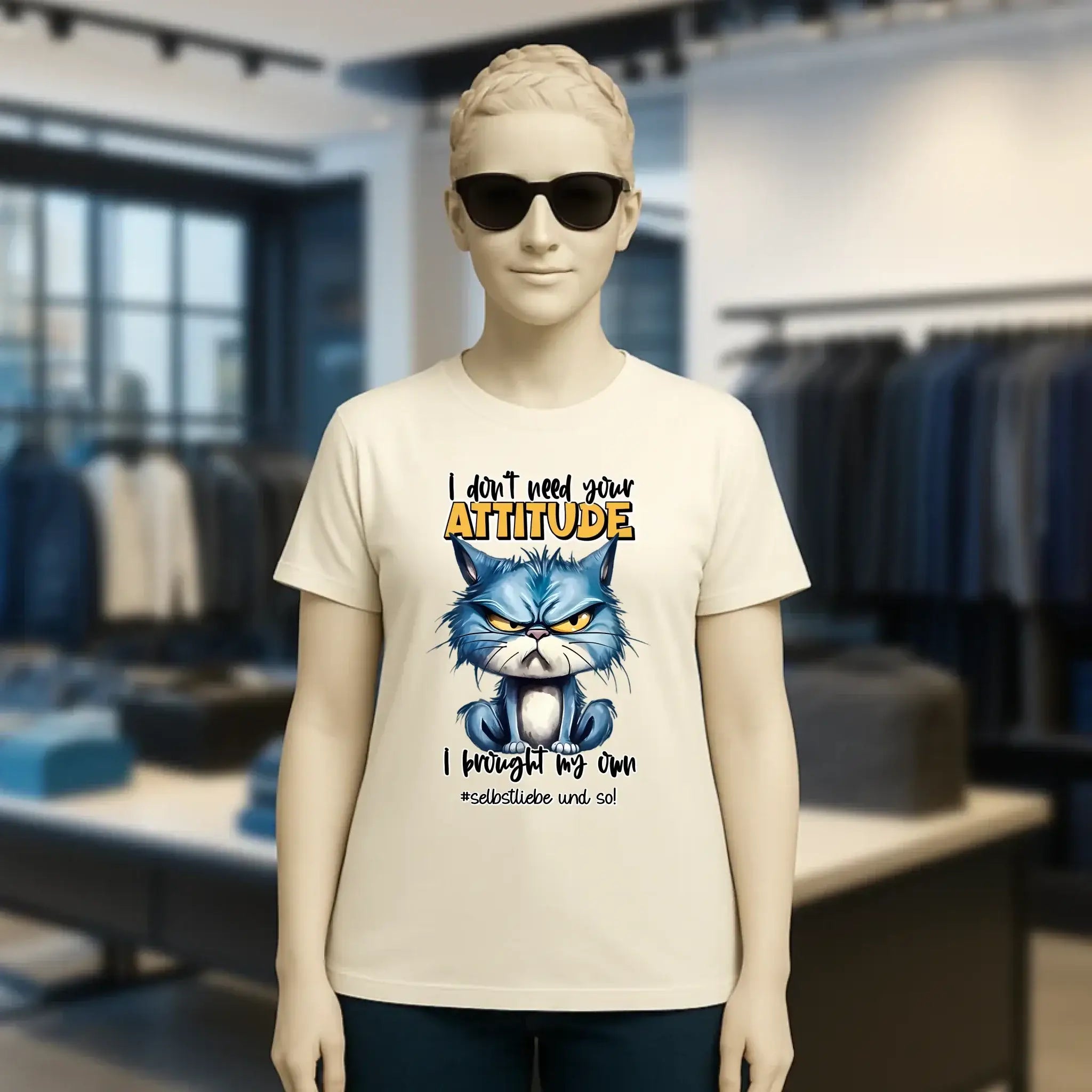 Ich brauche deine Meinung nicht - ich habe meine eigene • Katze • Ladies Premium T-Shirt XS-2XL aus Bio-Baumwolle für Damen • Exklusivdesign • personalisiert