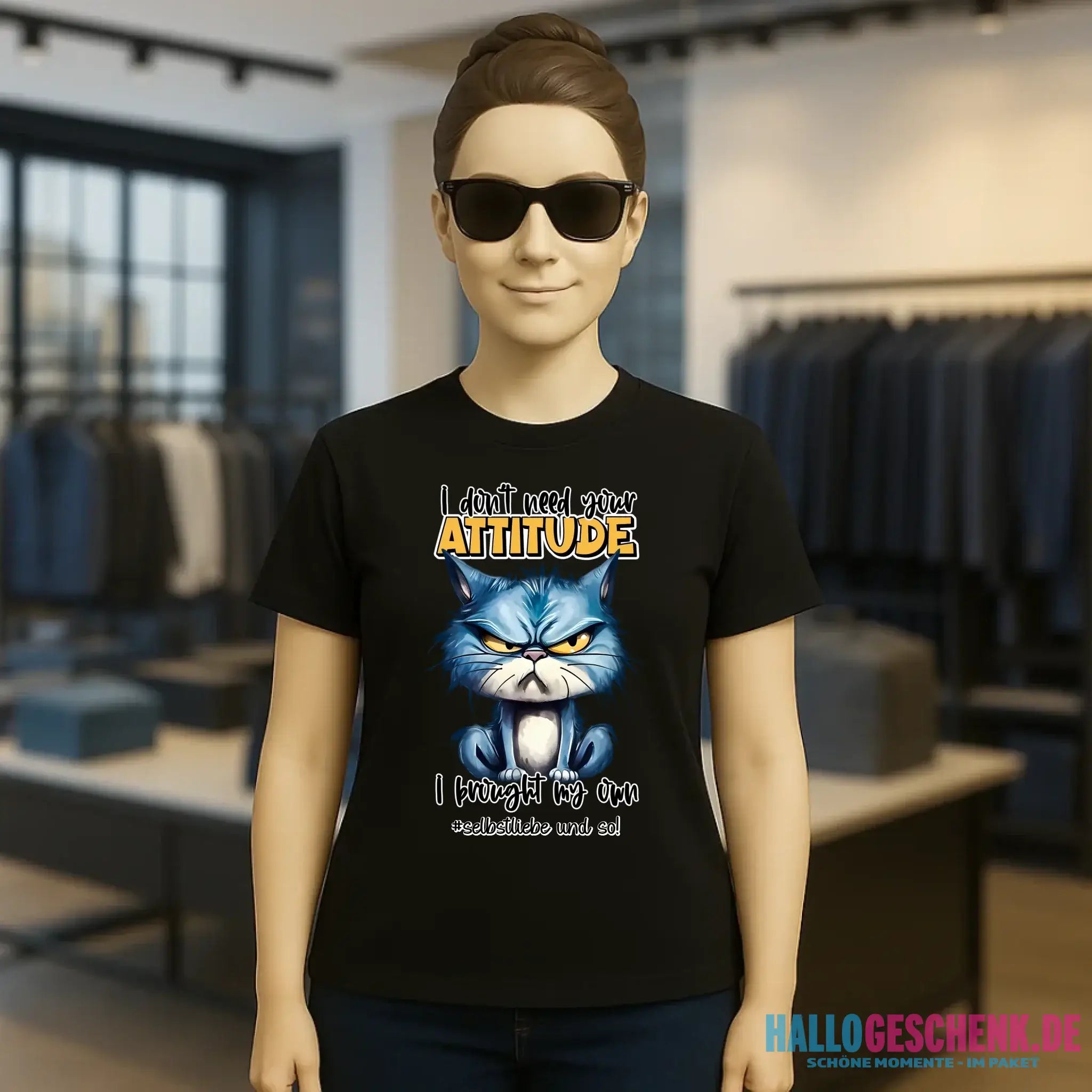 Ich brauche deine Meinung nicht - ich habe meine eigene • Katze • Ladies Premium T-Shirt XS-2XL aus Bio-Baumwolle für Damen • Exklusivdesign • personalisiert