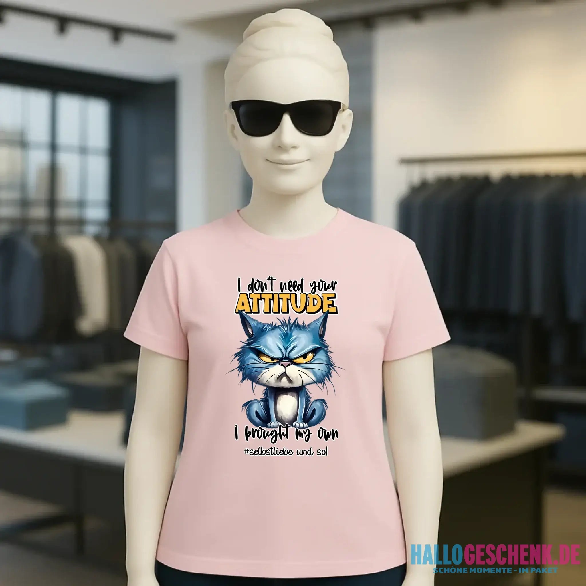 Ich brauche deine Meinung nicht - ich habe meine eigene • Katze • Ladies Premium T-Shirt XS-2XL aus Bio-Baumwolle für Damen • Exklusivdesign • personalisiert