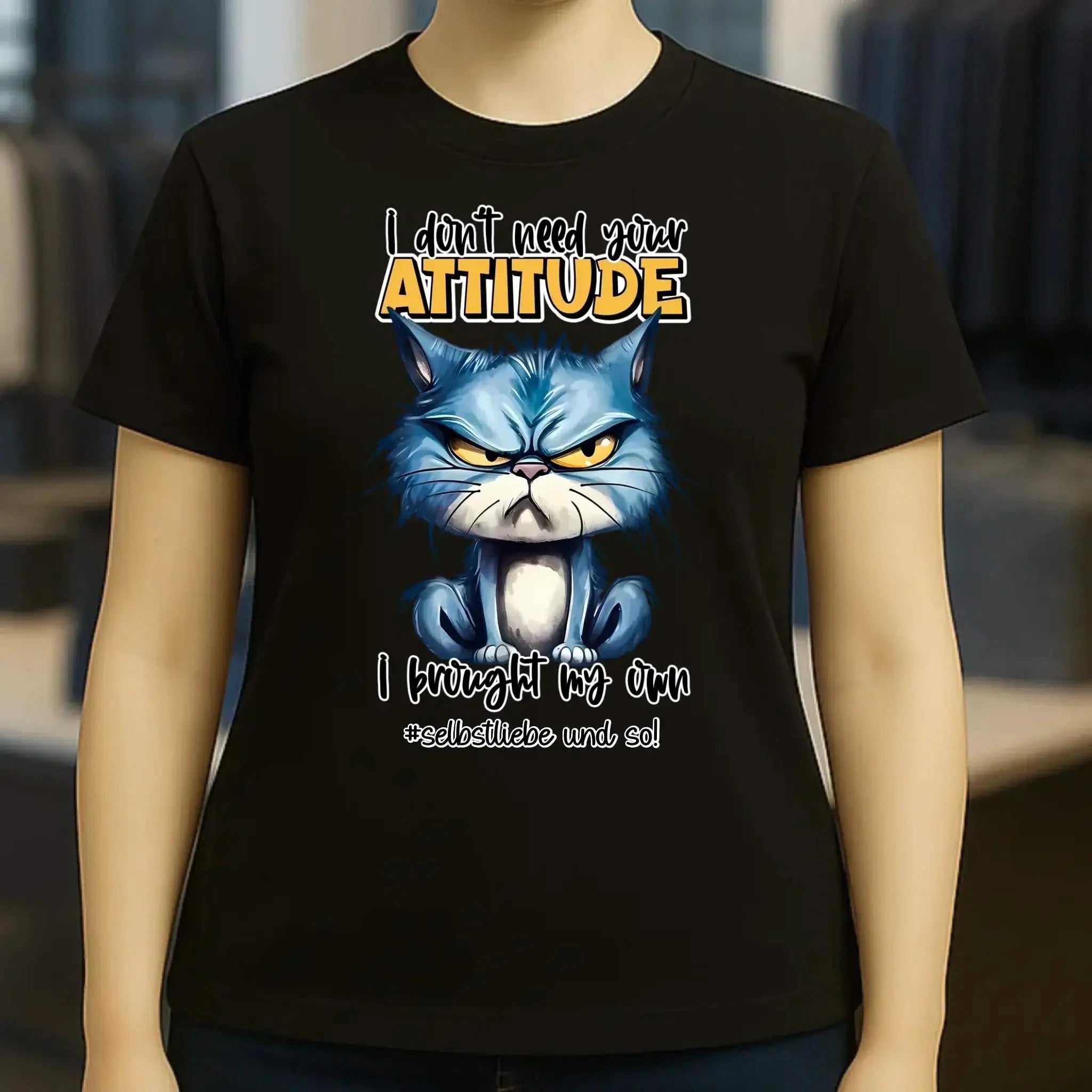 Ich brauche deine Meinung nicht - ich habe meine eigene • Katze • Ladies Premium T-Shirt XS-2XL aus Bio-Baumwolle für Damen • Exklusivdesign • personalisiert