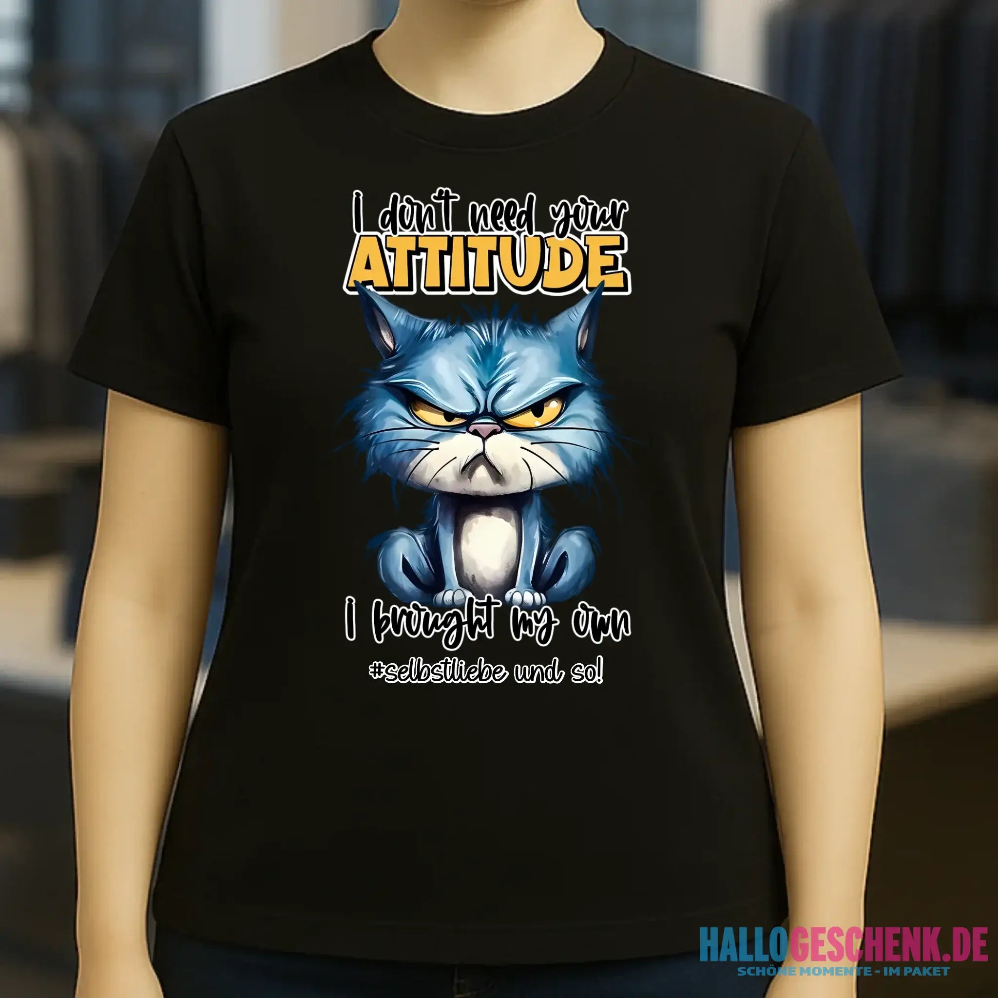 Ich brauche deine Meinung nicht - ich habe meine eigene • Katze • Ladies Premium T-Shirt XS-2XL aus Bio-Baumwolle für Damen • Exklusivdesign • personalisiert