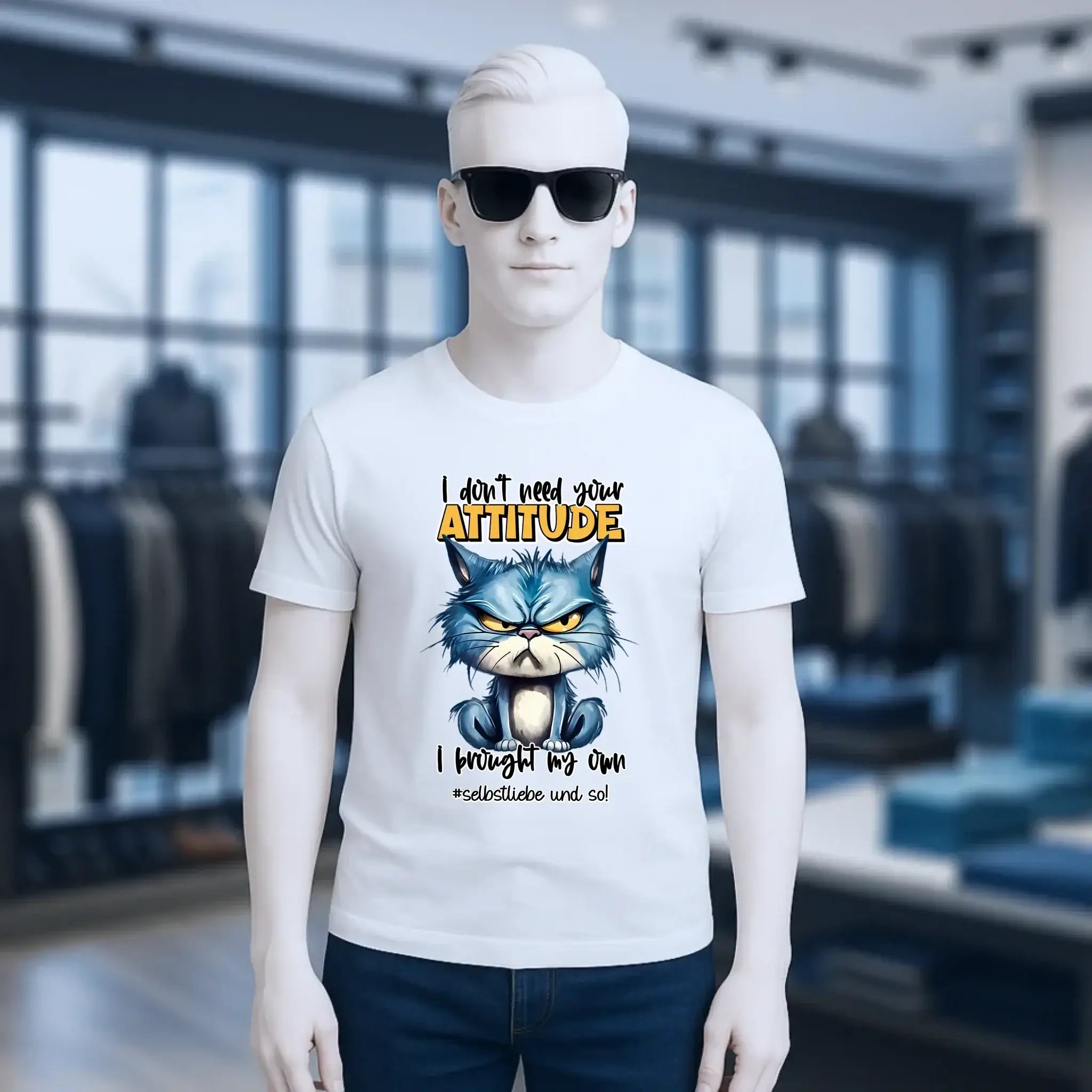 Ich brauche deine Meinung nicht - ich habe meine eigene • Katze • Unisex Premium T-Shirt XS-5XL aus Bio-Baumwolle für Damen & Herren • Exklusivdesign • personalisiert