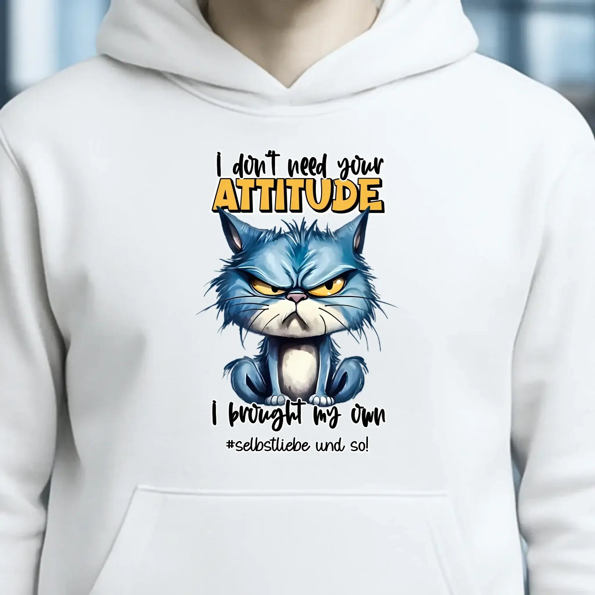 Ich brauche deine Meinung nicht - ich habe meine eigene • Katze • Unisex Premium Hoodie XS-5XL aus Bio-Baumwolle für Damen & Herren • Exklusivdesign • personalisiert