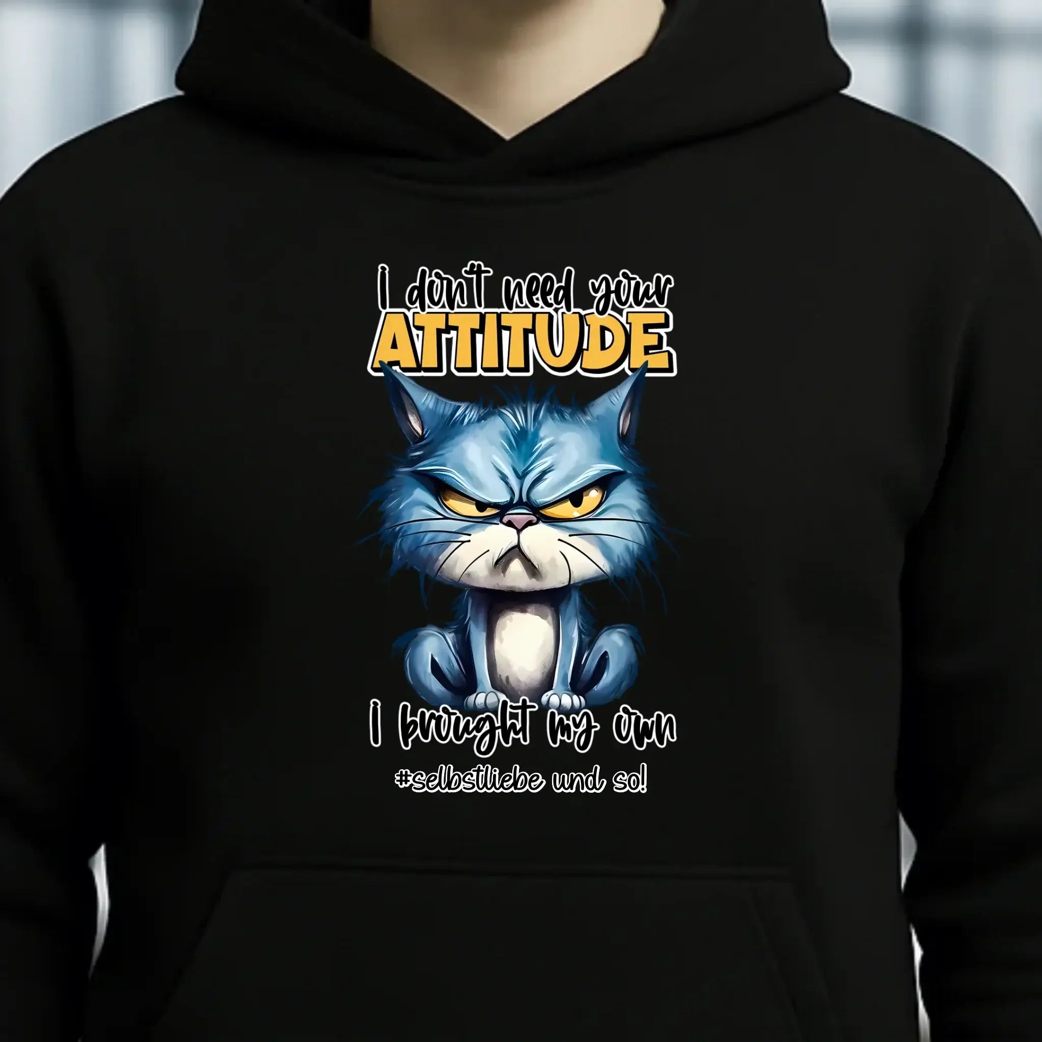 Ich brauche deine Meinung nicht - ich habe meine eigene • Katze • Unisex Premium Hoodie XS-5XL aus Bio-Baumwolle für Damen & Herren • Exklusivdesign • personalisiert