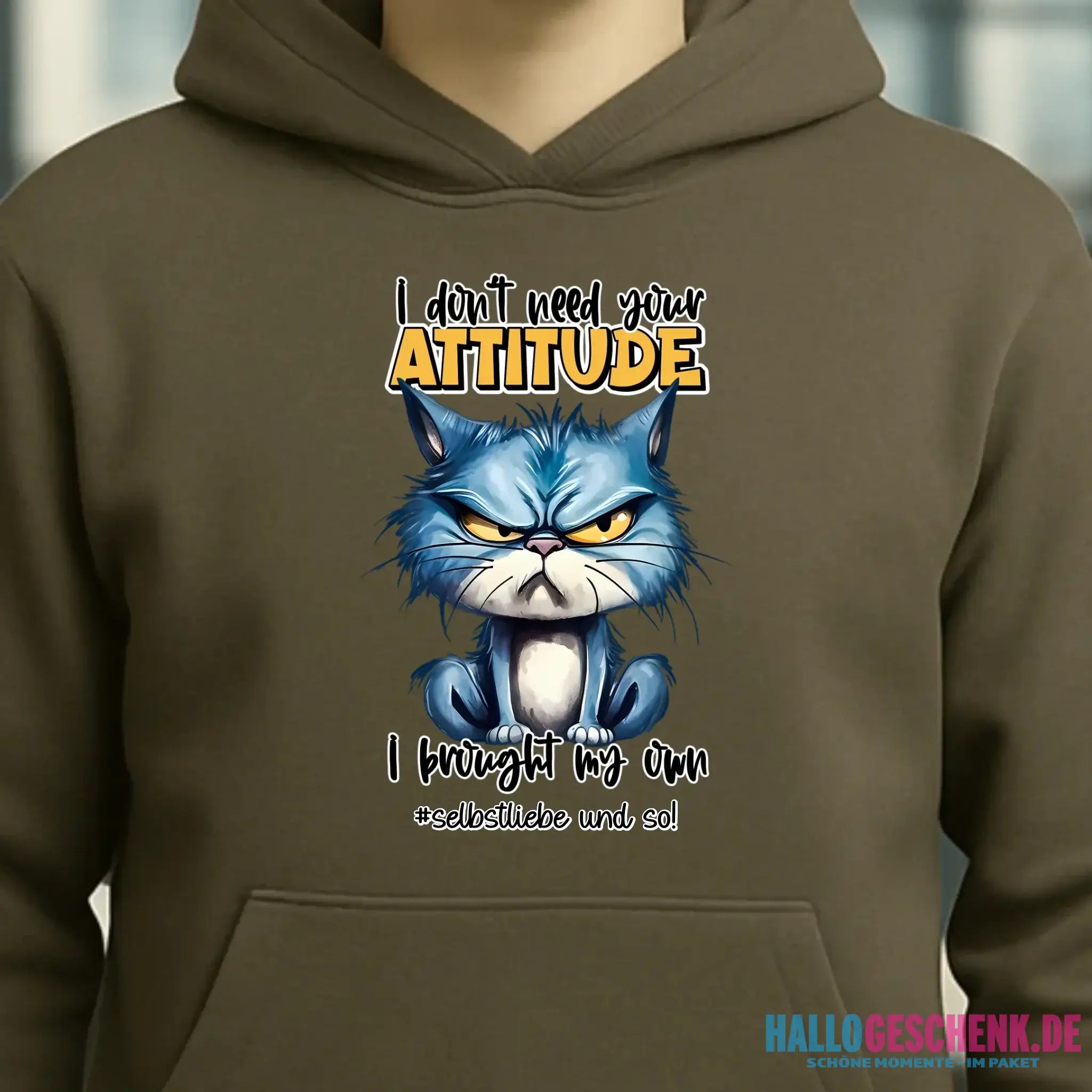 Ich brauche deine Meinung nicht - ich habe meine eigene • Katze • Unisex Premium Hoodie XS-5XL aus Bio-Baumwolle für Damen & Herren • Exklusivdesign • personalisiert