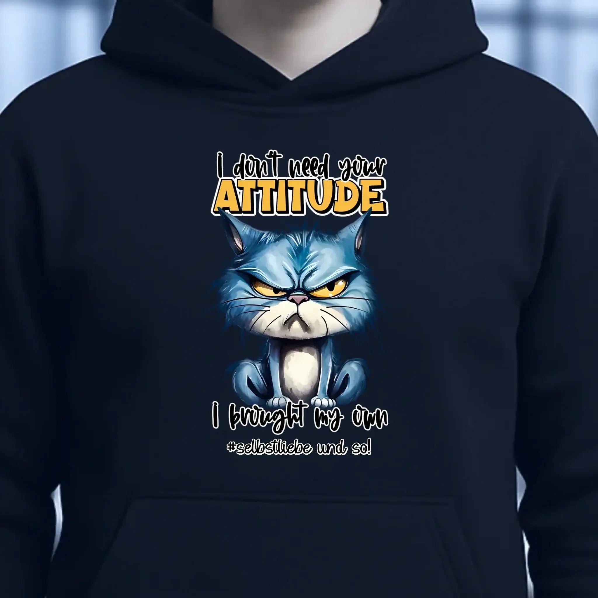 Ich brauche deine Meinung nicht - ich habe meine eigene • Katze • Unisex Premium Hoodie XS-5XL aus Bio-Baumwolle für Damen & Herren • Exklusivdesign • personalisiert