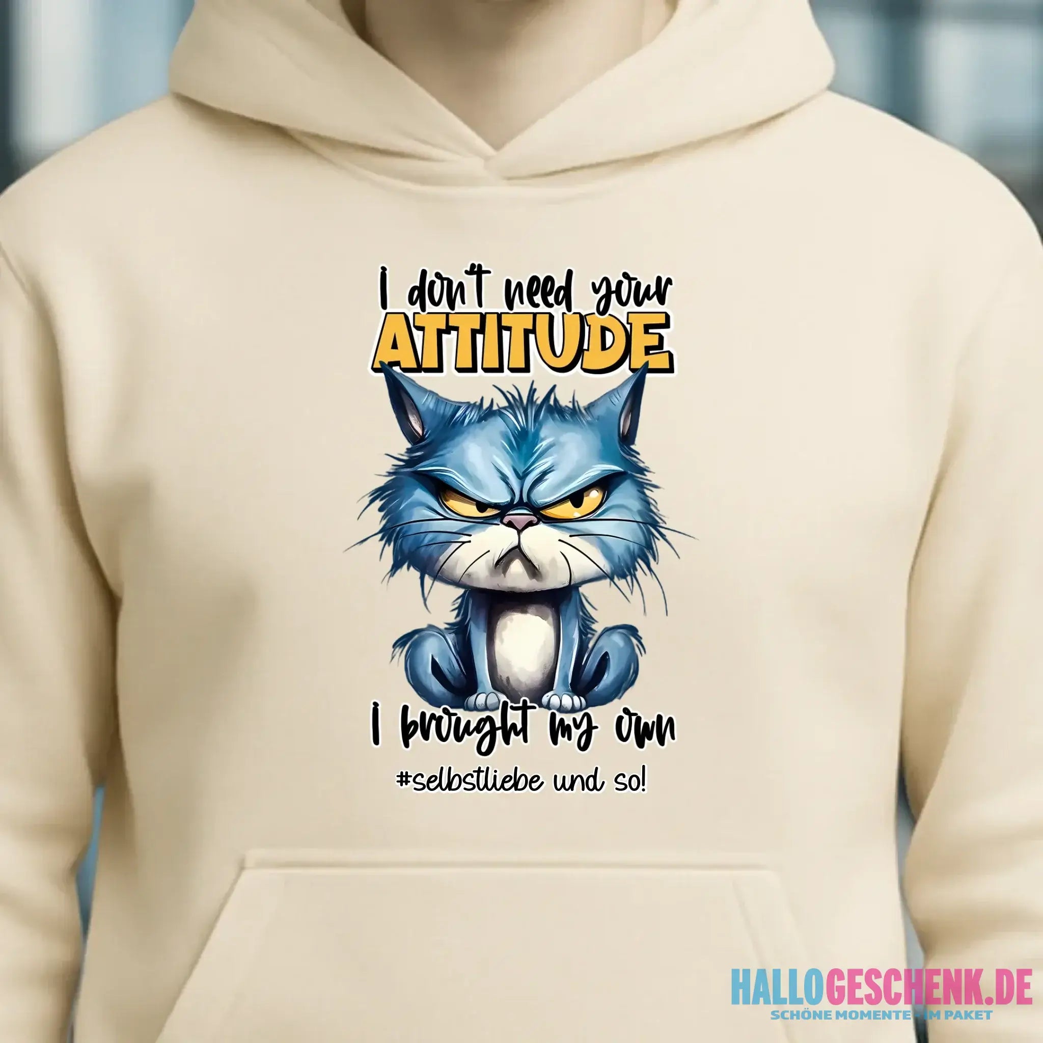 Ich brauche deine Meinung nicht - ich habe meine eigene • Katze • Unisex Premium Hoodie XS-5XL aus Bio-Baumwolle für Damen & Herren • Exklusivdesign • personalisiert