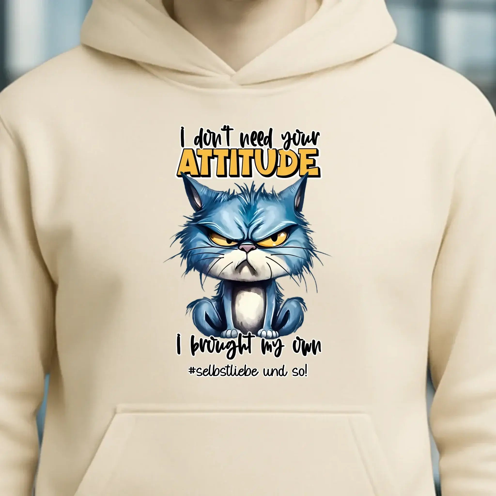 Ich brauche deine Meinung nicht - ich habe meine eigene • Katze • Unisex Premium Hoodie XS-5XL aus Bio-Baumwolle für Damen & Herren • Exklusivdesign • personalisiert