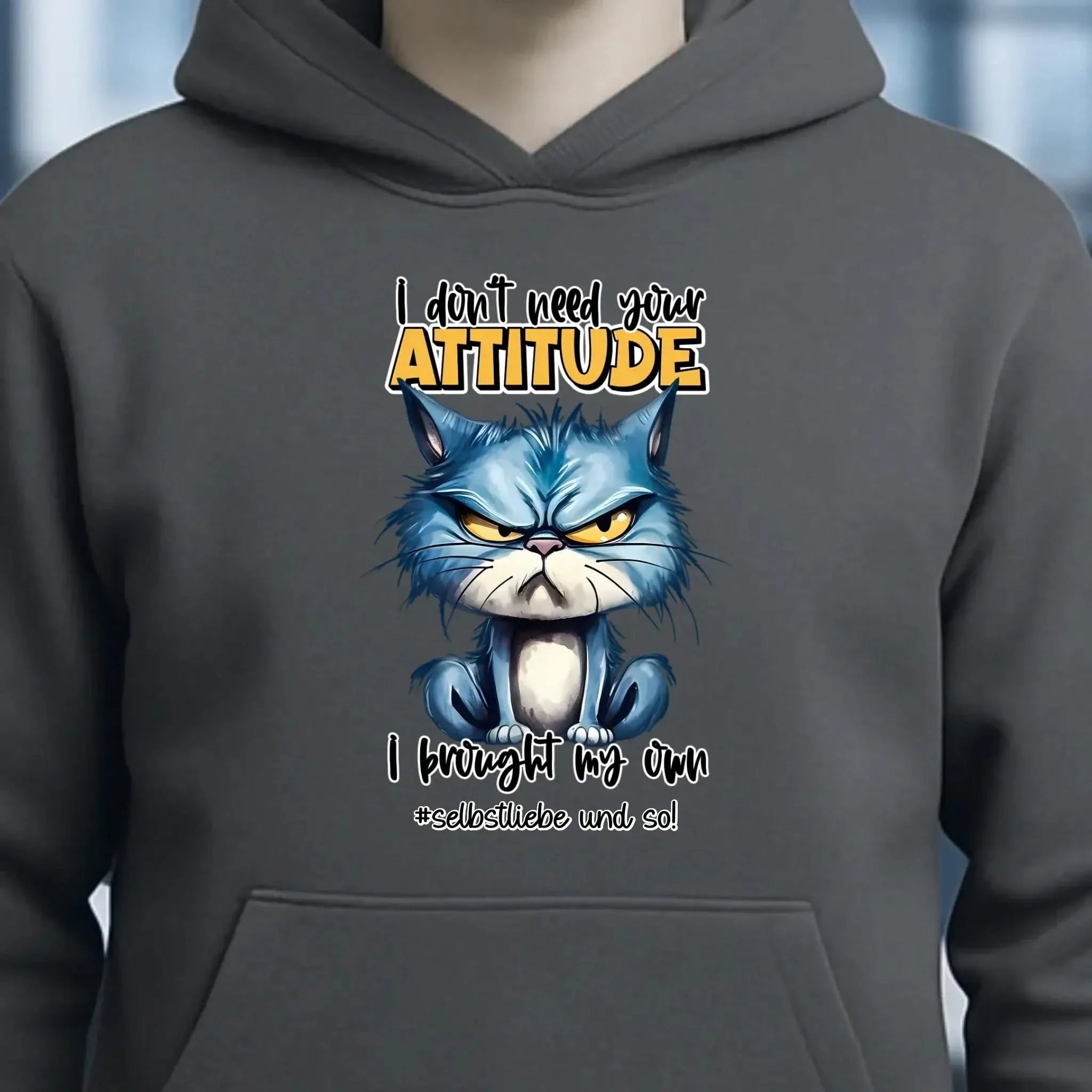 Ich brauche deine Meinung nicht - ich habe meine eigene • Katze • Unisex Premium Hoodie XS-5XL aus Bio-Baumwolle für Damen & Herren • Exklusivdesign • personalisiert