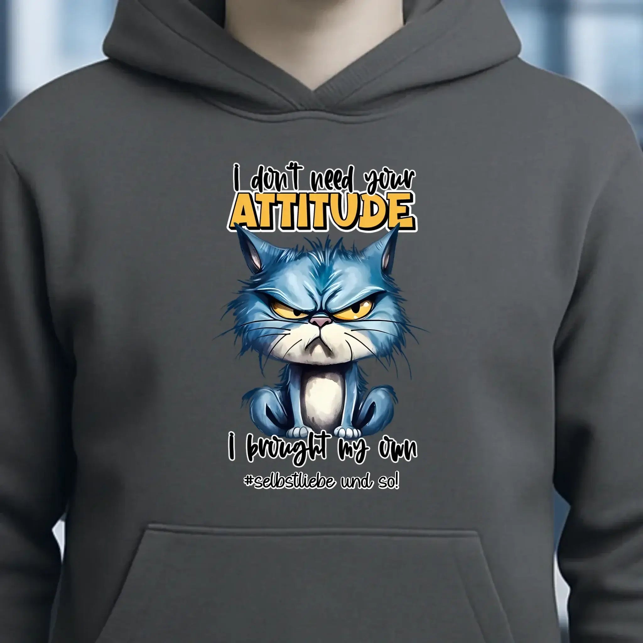 Ich brauche deine Meinung nicht - ich habe meine eigene • Katze • Unisex Premium Hoodie XS-5XL aus Bio-Baumwolle für Damen & Herren • Exklusivdesign • personalisiert