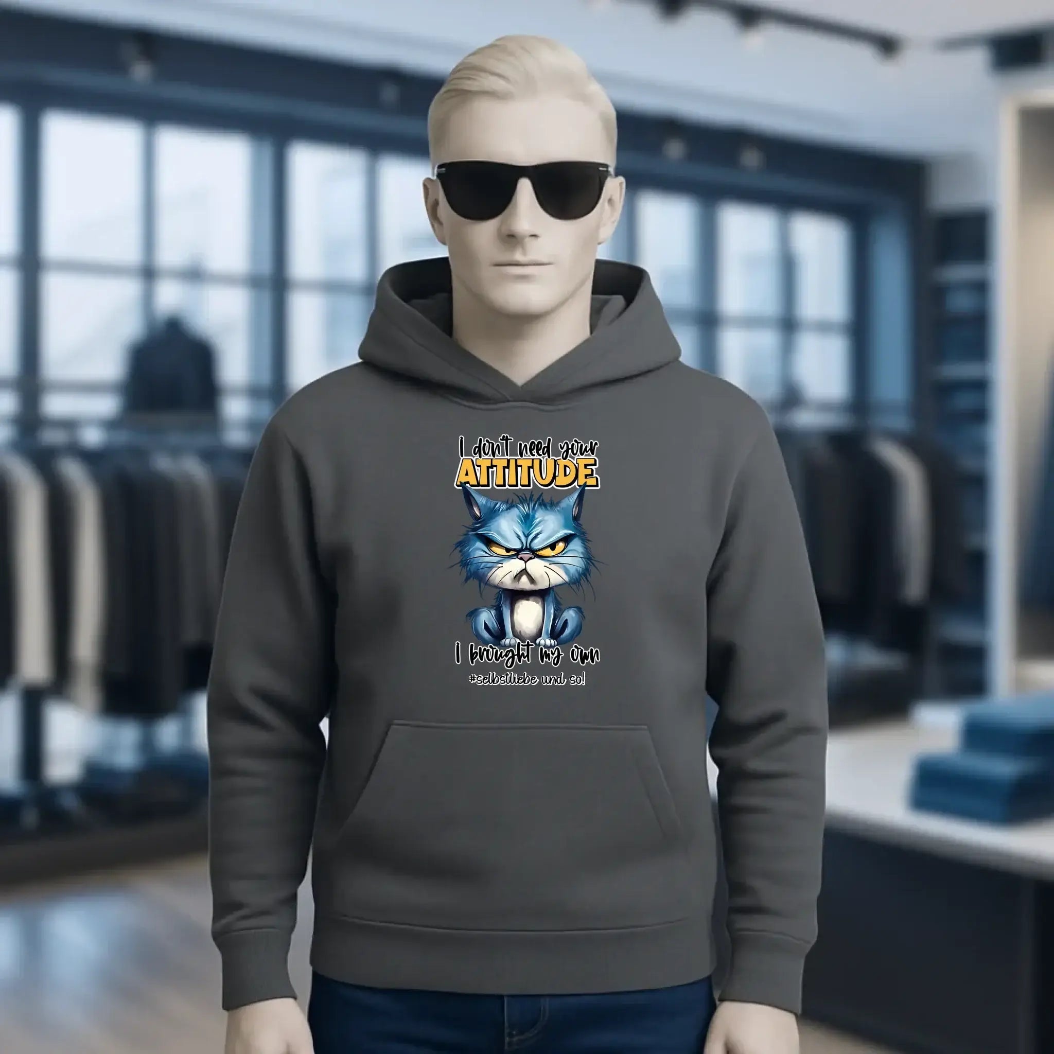 Ich brauche deine Meinung nicht - ich habe meine eigene • Katze • Unisex Premium Hoodie XS-5XL aus Bio-Baumwolle für Damen & Herren • Exklusivdesign • personalisiert