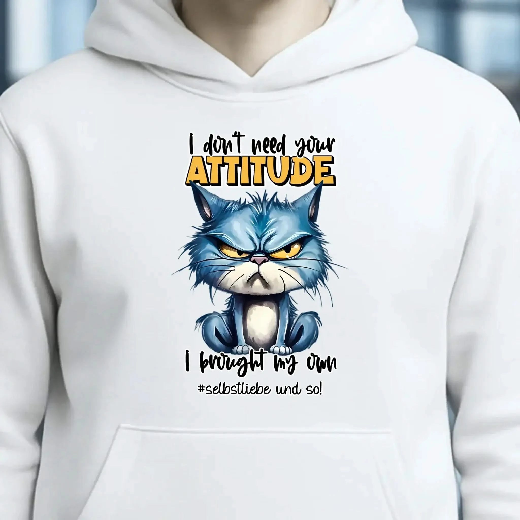 Ich brauche deine Meinung nicht - ich habe meine eigene • Katze • Unisex Premium Hoodie XS-5XL aus Bio-Baumwolle für Damen & Herren • Exklusivdesign • personalisiert