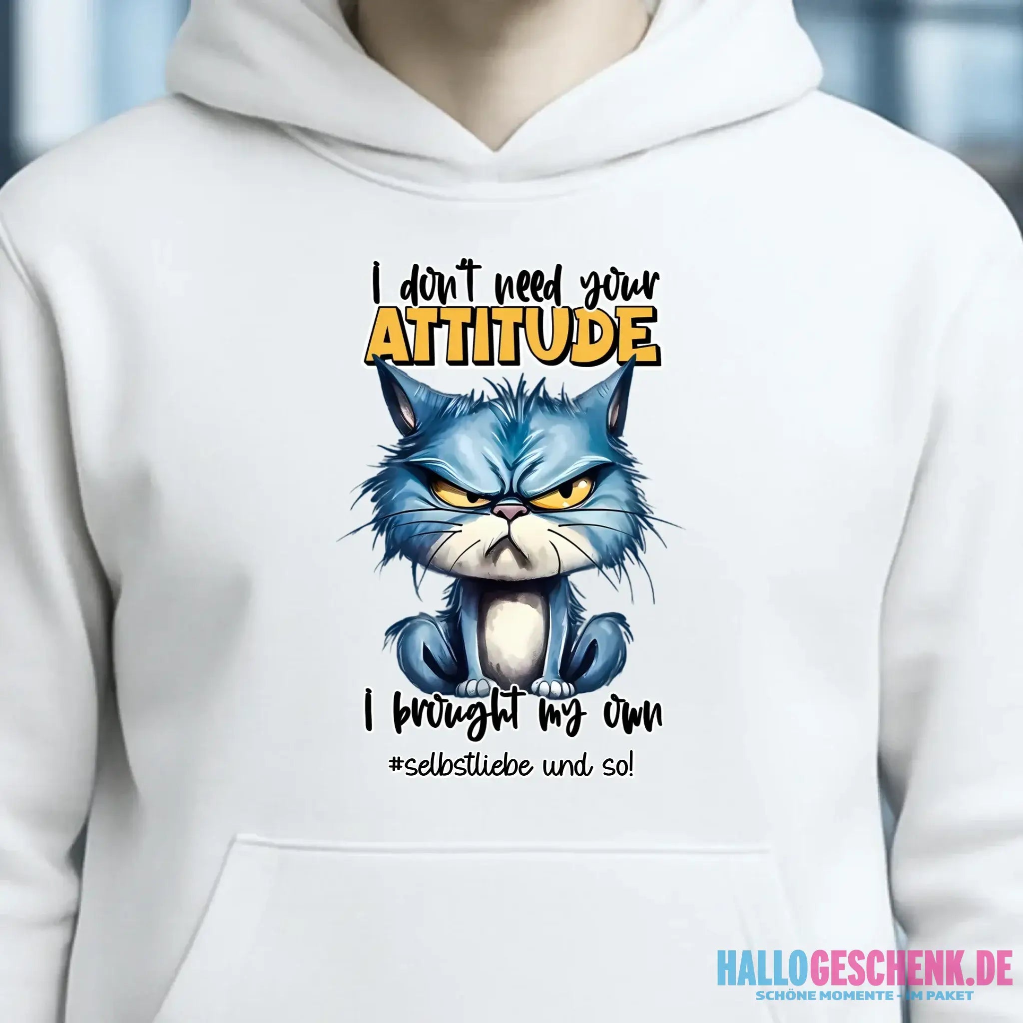 Ich brauche deine Meinung nicht - ich habe meine eigene • Katze • Unisex Premium Hoodie XS-5XL aus Bio-Baumwolle für Damen & Herren • Exklusivdesign • personalisiert