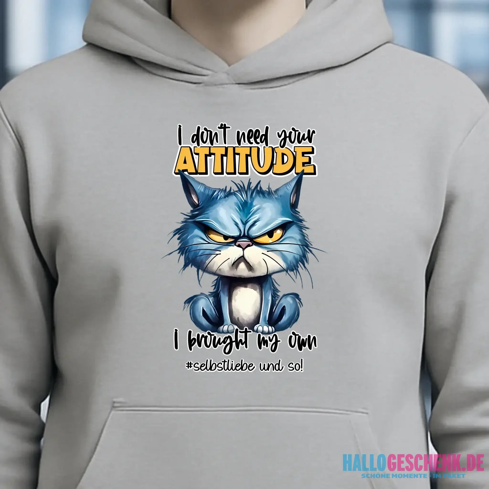Ich brauche deine Meinung nicht - ich habe meine eigene • Katze • Unisex Premium Hoodie XS-5XL aus Bio-Baumwolle für Damen & Herren • Exklusivdesign • personalisiert