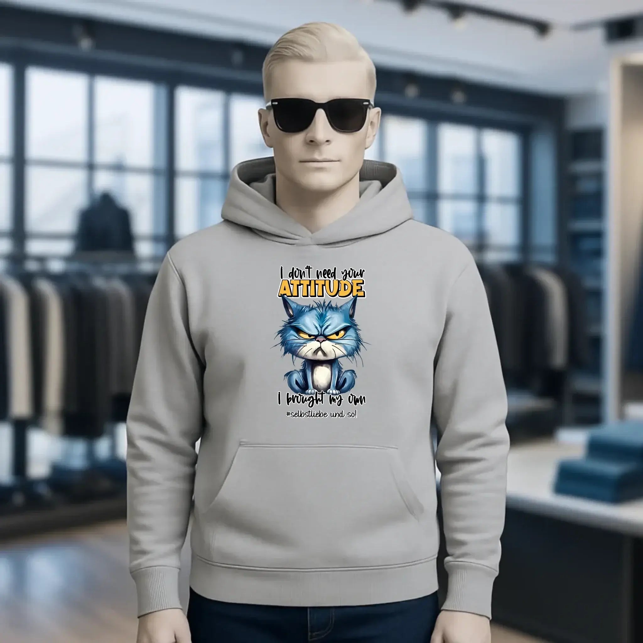 Ich brauche deine Meinung nicht - ich habe meine eigene • Katze • Unisex Premium Hoodie XS-5XL aus Bio-Baumwolle für Damen & Herren • Exklusivdesign • personalisiert
