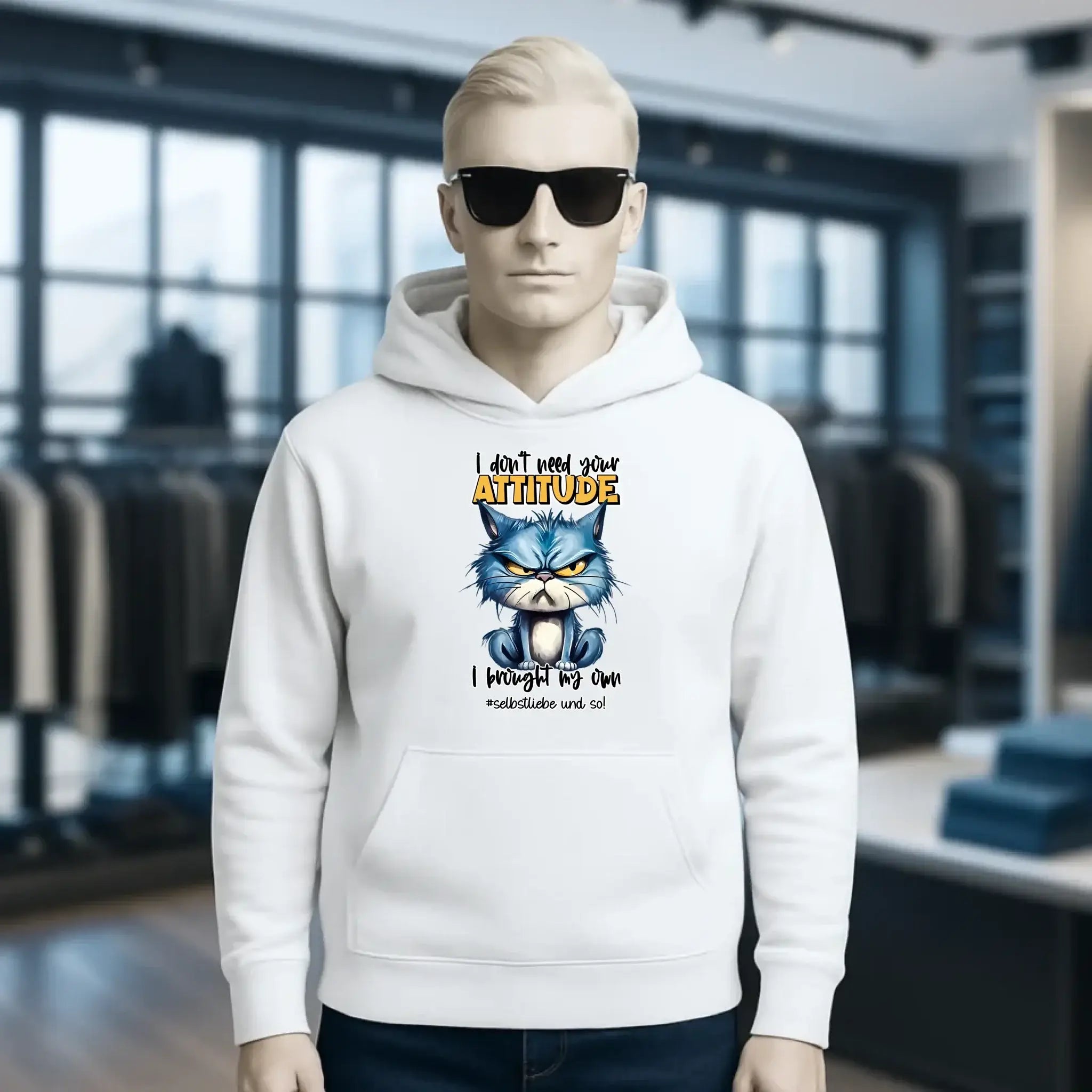 Ich brauche deine Meinung nicht - ich habe meine eigene • Katze • Unisex Premium Hoodie XS-5XL aus Bio-Baumwolle für Damen & Herren • Exklusivdesign • personalisiert