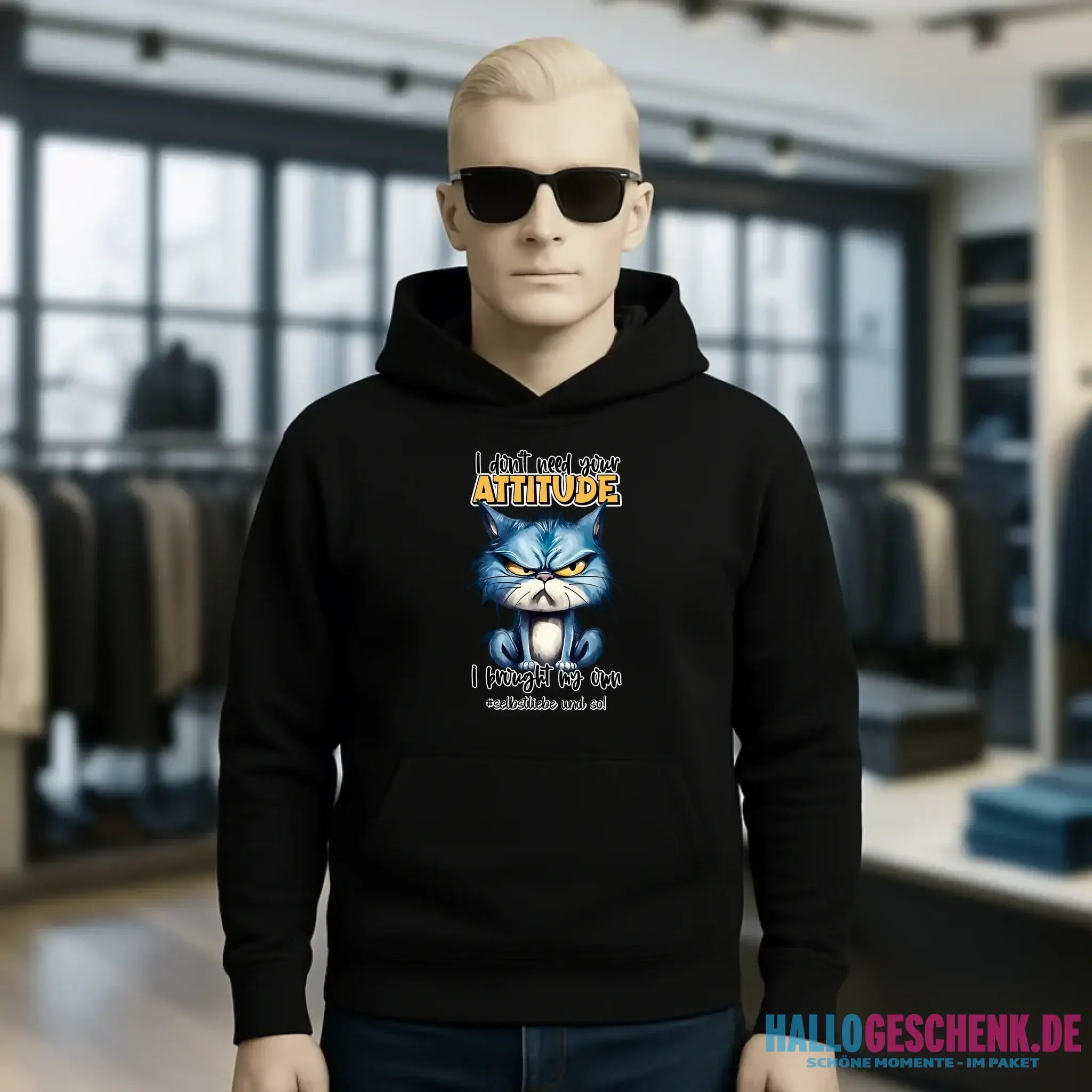Ich brauche deine Meinung nicht - ich habe meine eigene • Katze • Unisex Premium Hoodie XS-5XL aus Bio-Baumwolle für Damen & Herren • Exklusivdesign • personalisiert