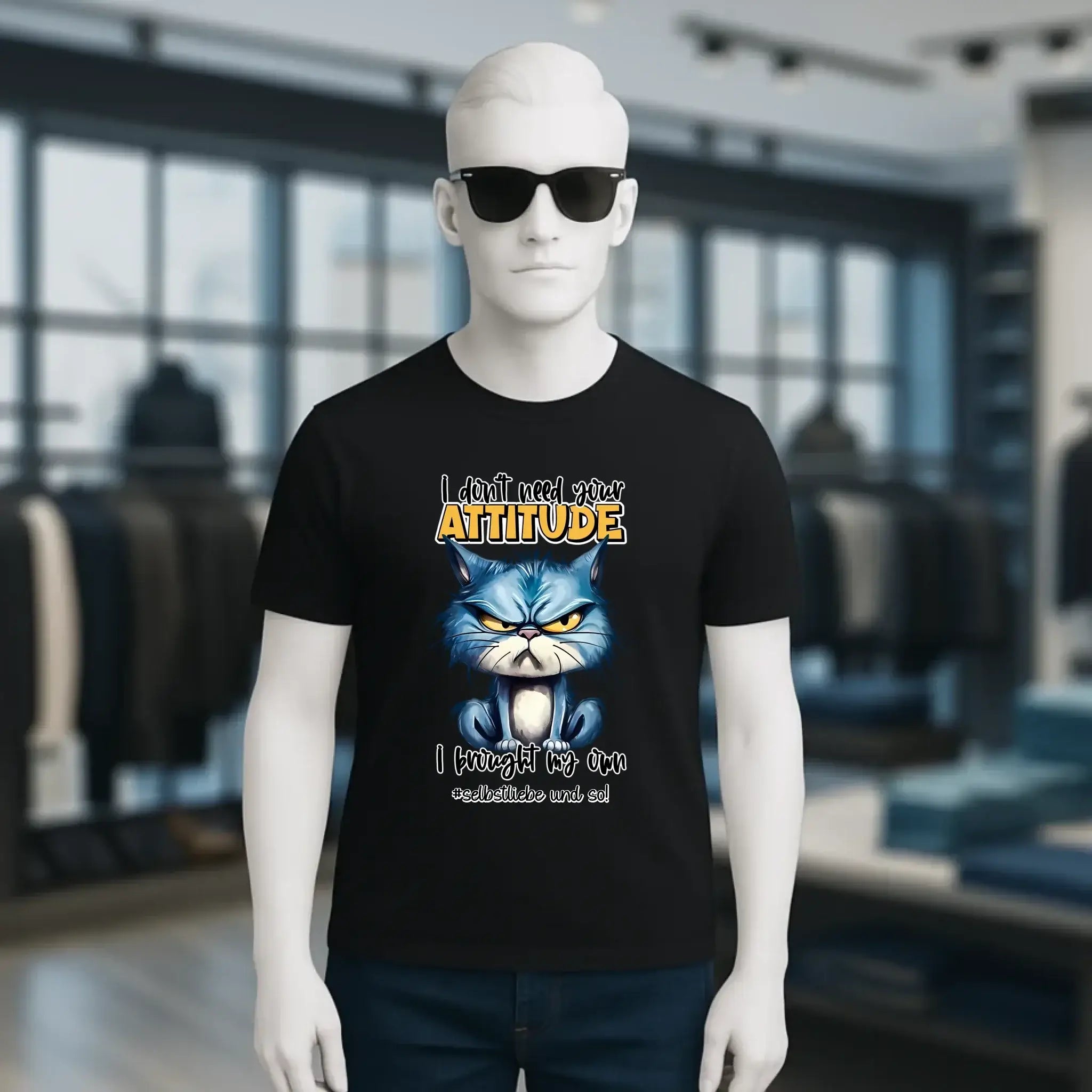 Ich brauche deine Meinung nicht - ich habe meine eigene • Katze • Unisex Premium T-Shirt XS-5XL aus Bio-Baumwolle für Damen & Herren • Exklusivdesign • personalisiert