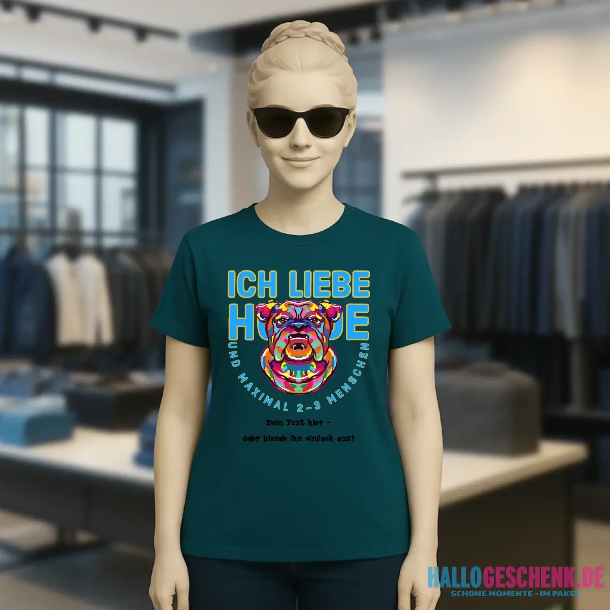 Ich liebe Hunde und 2-3 Menschen • Ladies Premium T-Shirt XS-2XL aus Bio-Baumwolle für Damen • Exklusivdesign • personalisiert
