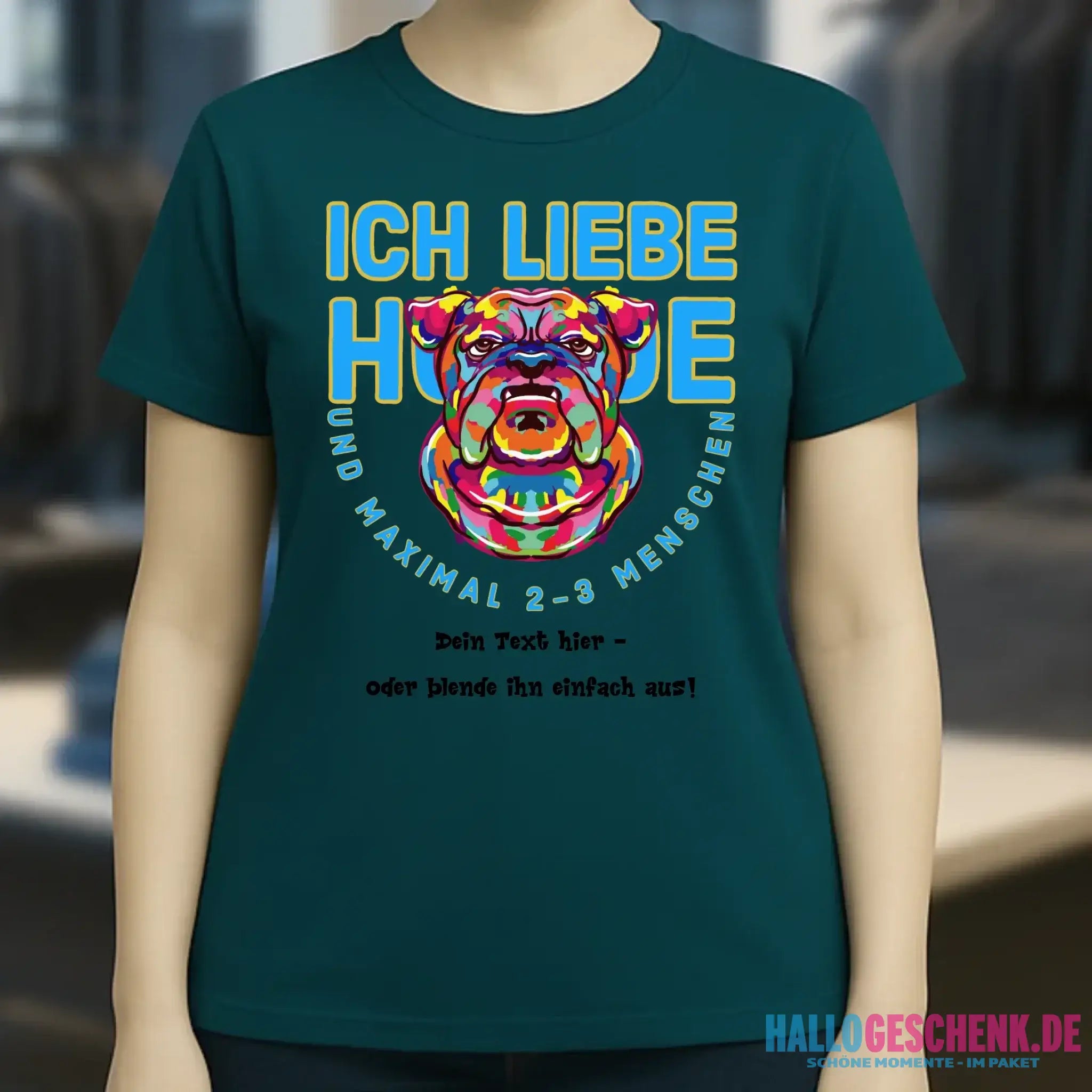 Ich liebe Hunde und 2-3 Menschen • Ladies Premium T-Shirt XS-2XL aus Bio-Baumwolle für Damen • Exklusivdesign • personalisiert