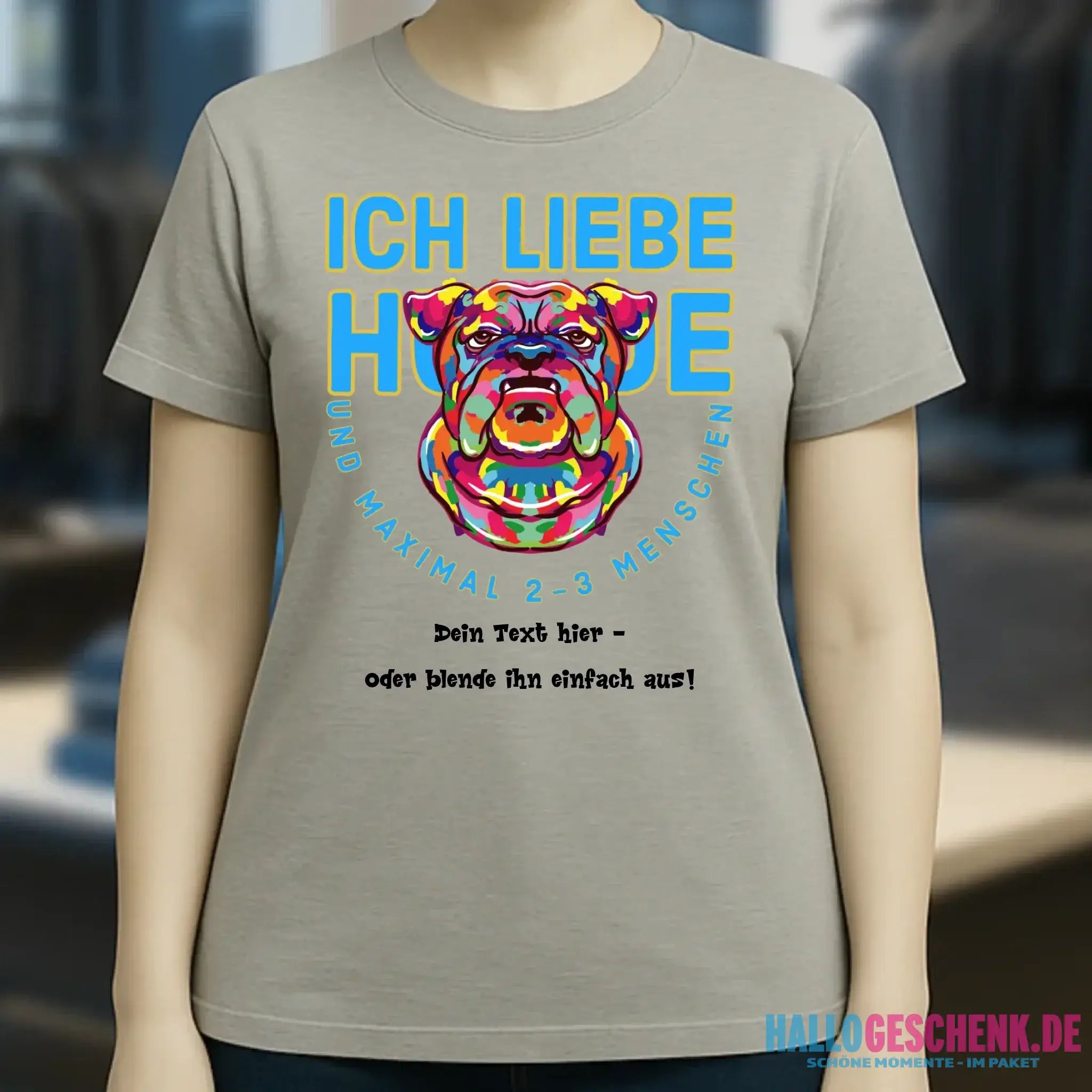 Ich liebe Hunde und 2-3 Menschen • Ladies Premium T-Shirt XS-2XL aus Bio-Baumwolle für Damen • Exklusivdesign • personalisiert