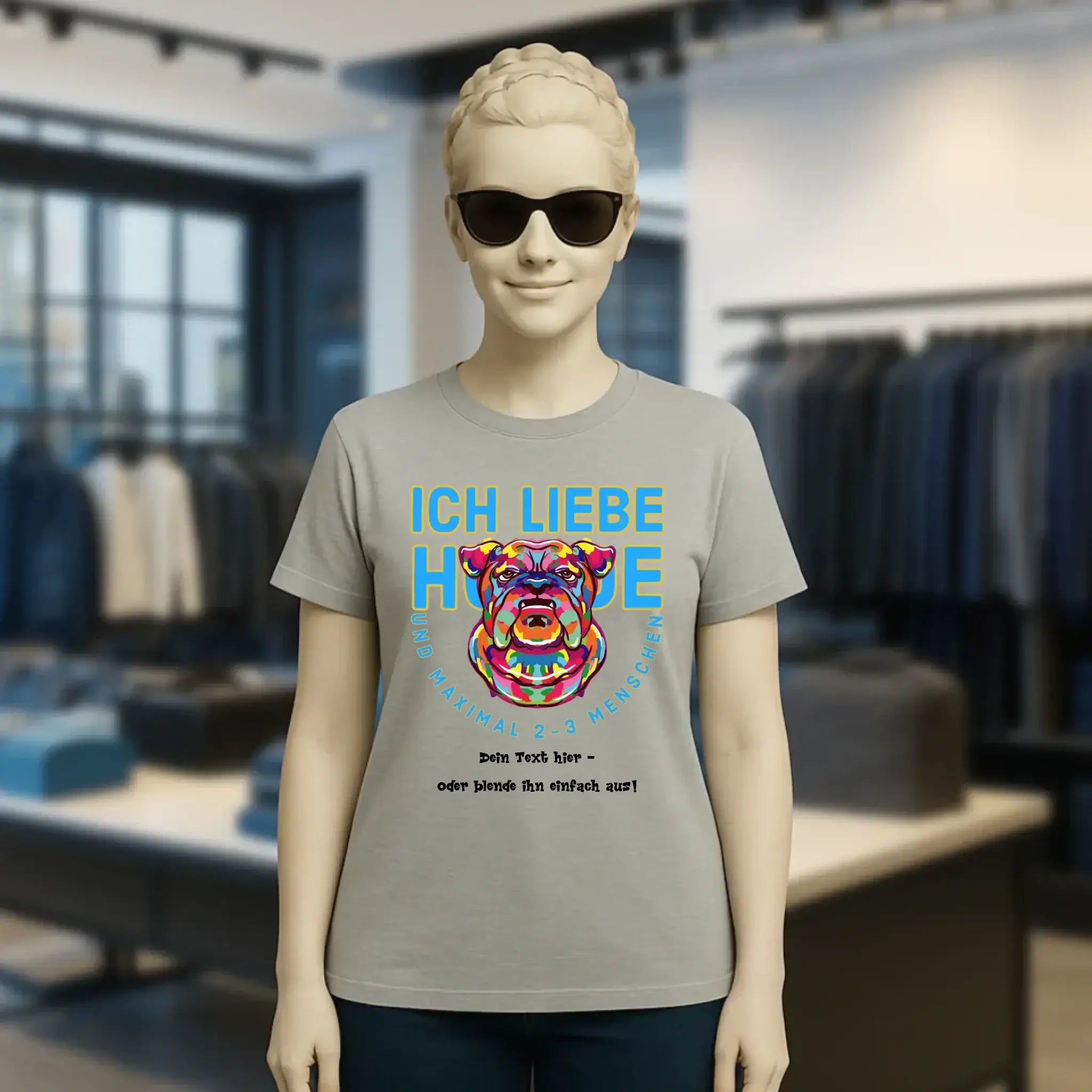 Ich liebe Hunde und 2-3 Menschen • Ladies Premium T-Shirt XS-2XL aus Bio-Baumwolle für Damen • Exklusivdesign • personalisiert