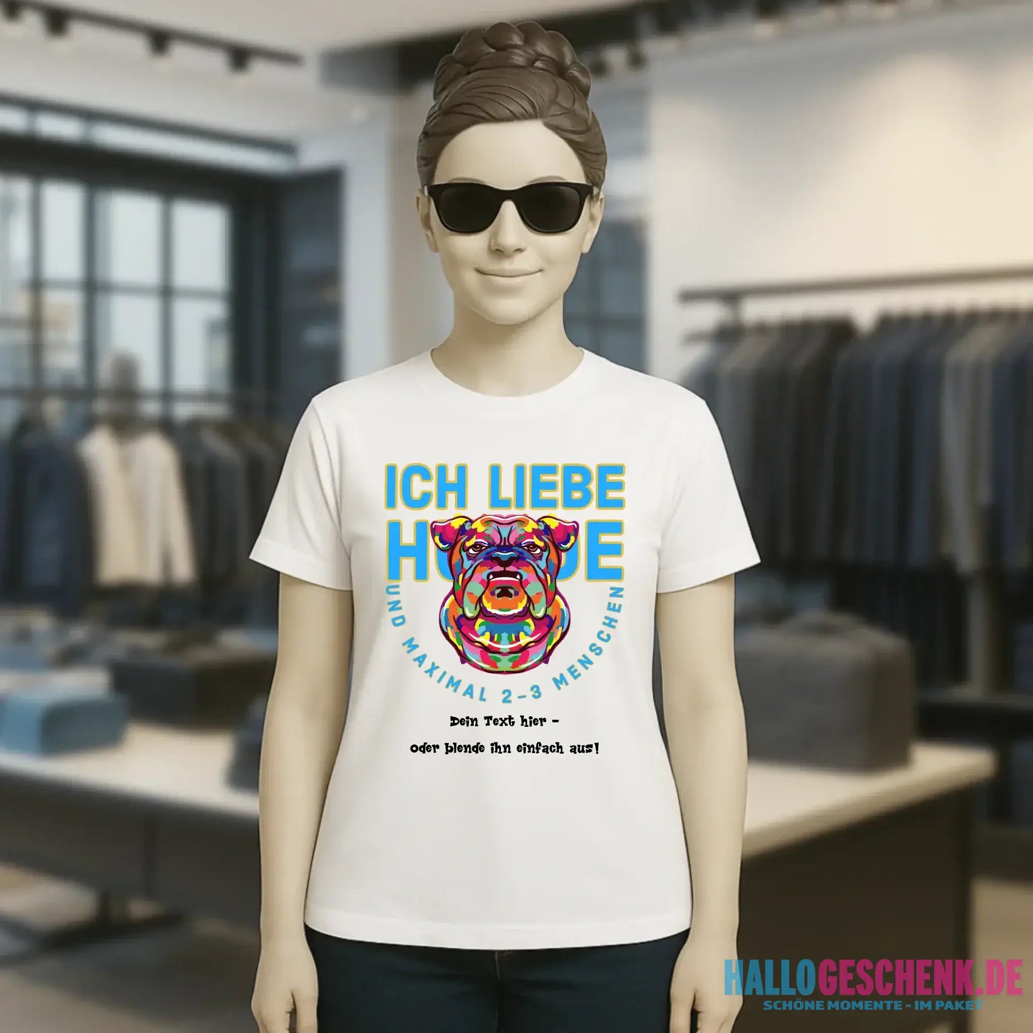 Ich liebe Hunde und 2-3 Menschen • Ladies Premium T-Shirt XS-2XL aus Bio-Baumwolle für Damen • Exklusivdesign • personalisiert