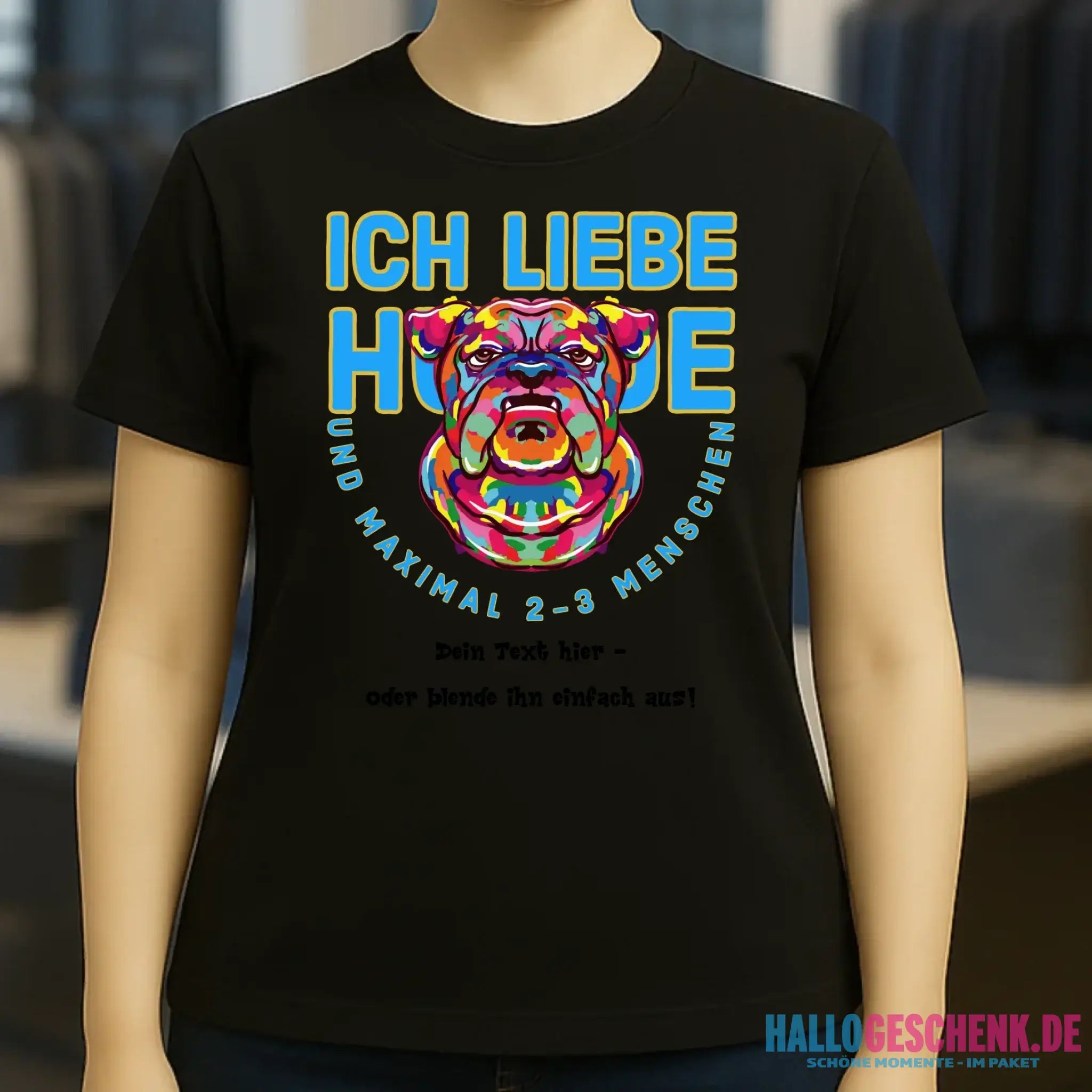 Ich liebe Hunde und 2-3 Menschen • Ladies Premium T-Shirt XS-2XL aus Bio-Baumwolle für Damen • Exklusivdesign • personalisiert