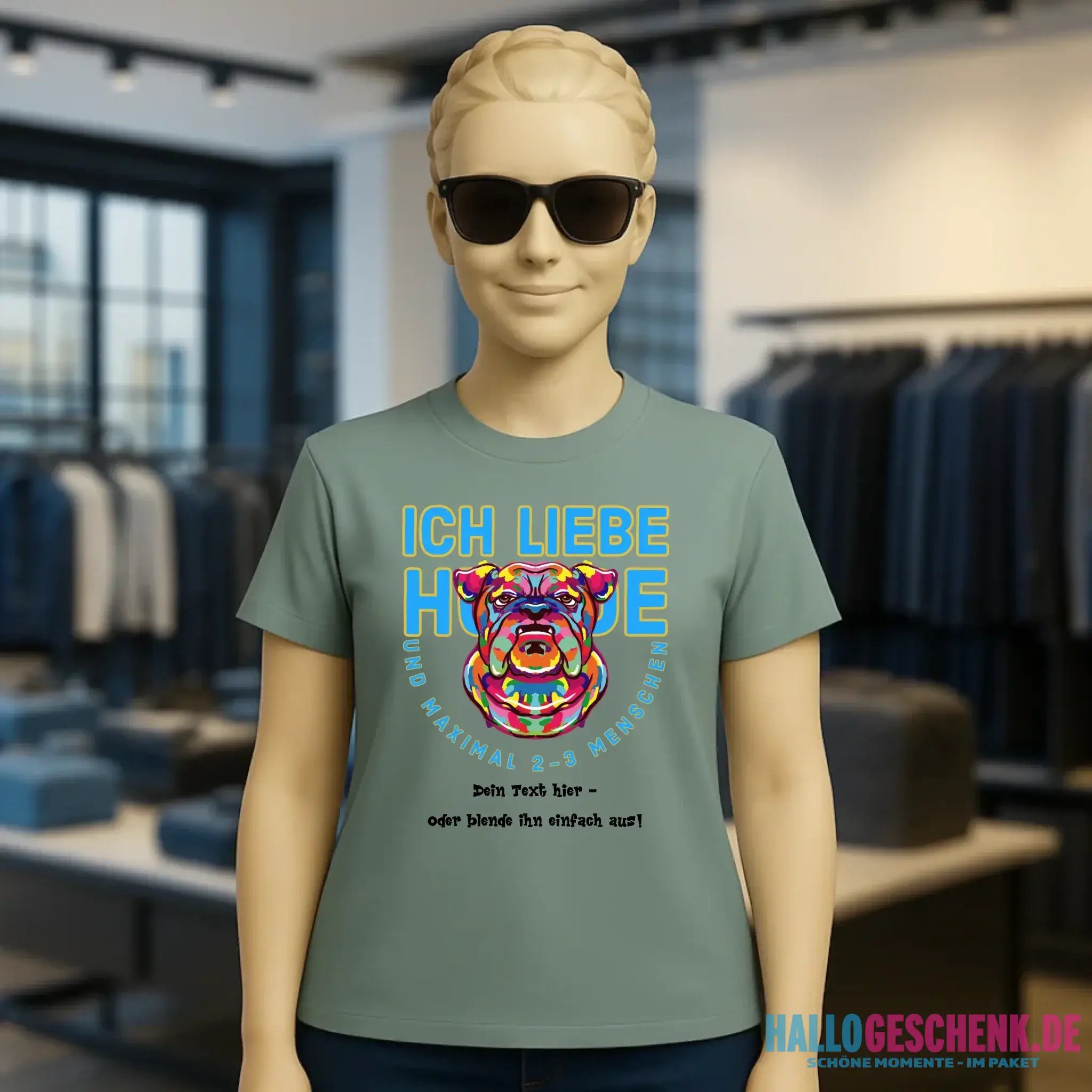 Ich liebe Hunde und 2-3 Menschen • Ladies Premium T-Shirt XS-2XL aus Bio-Baumwolle für Damen • Exklusivdesign • personalisiert