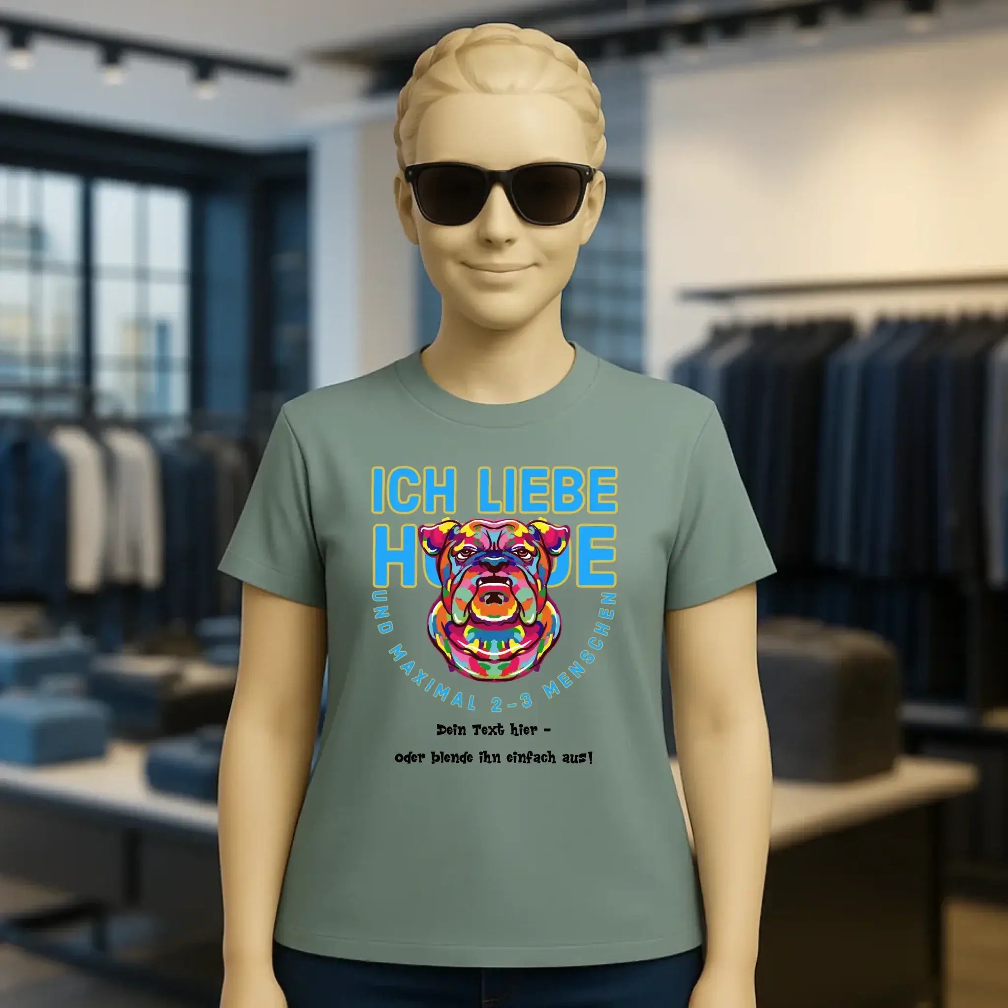 Ich liebe Hunde und 2-3 Menschen • Ladies Premium T-Shirt XS-2XL aus Bio-Baumwolle für Damen • Exklusivdesign • personalisiert