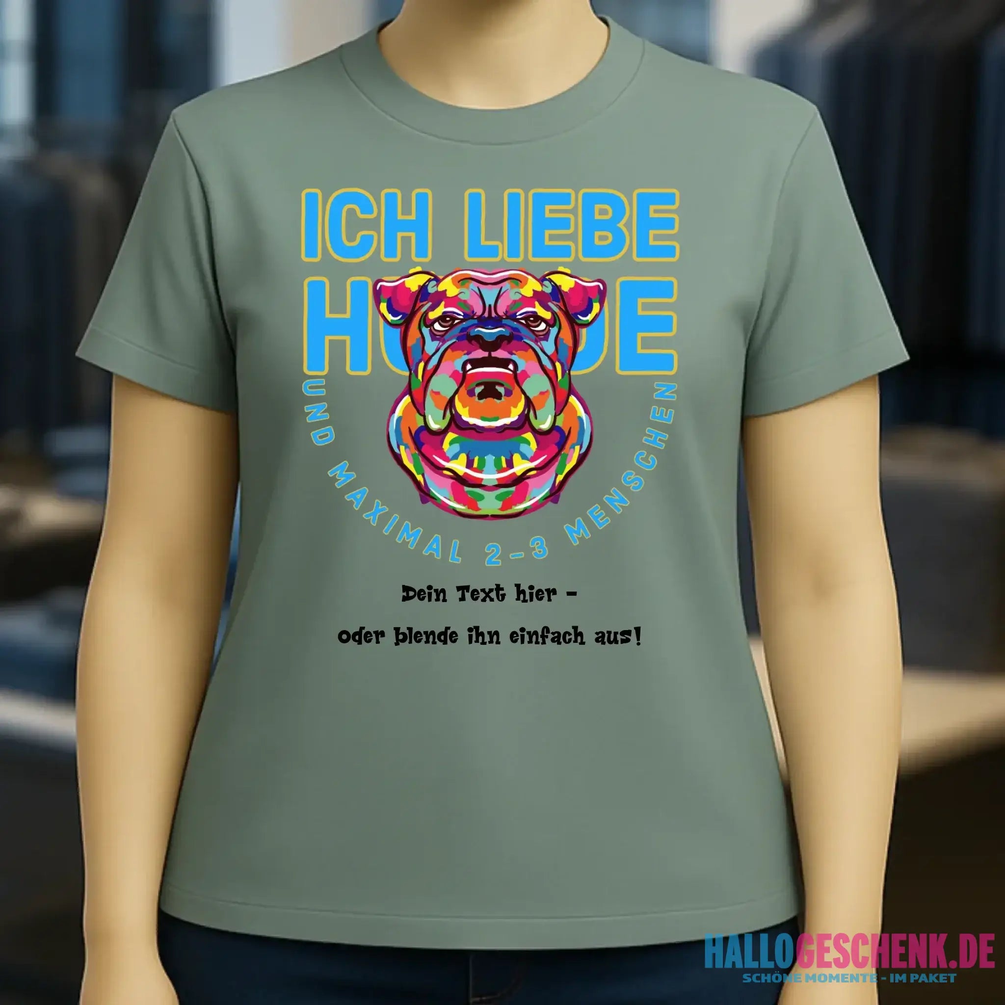 Ich liebe Hunde und 2-3 Menschen • Ladies Premium T-Shirt XS-2XL aus Bio-Baumwolle für Damen • Exklusivdesign • personalisiert