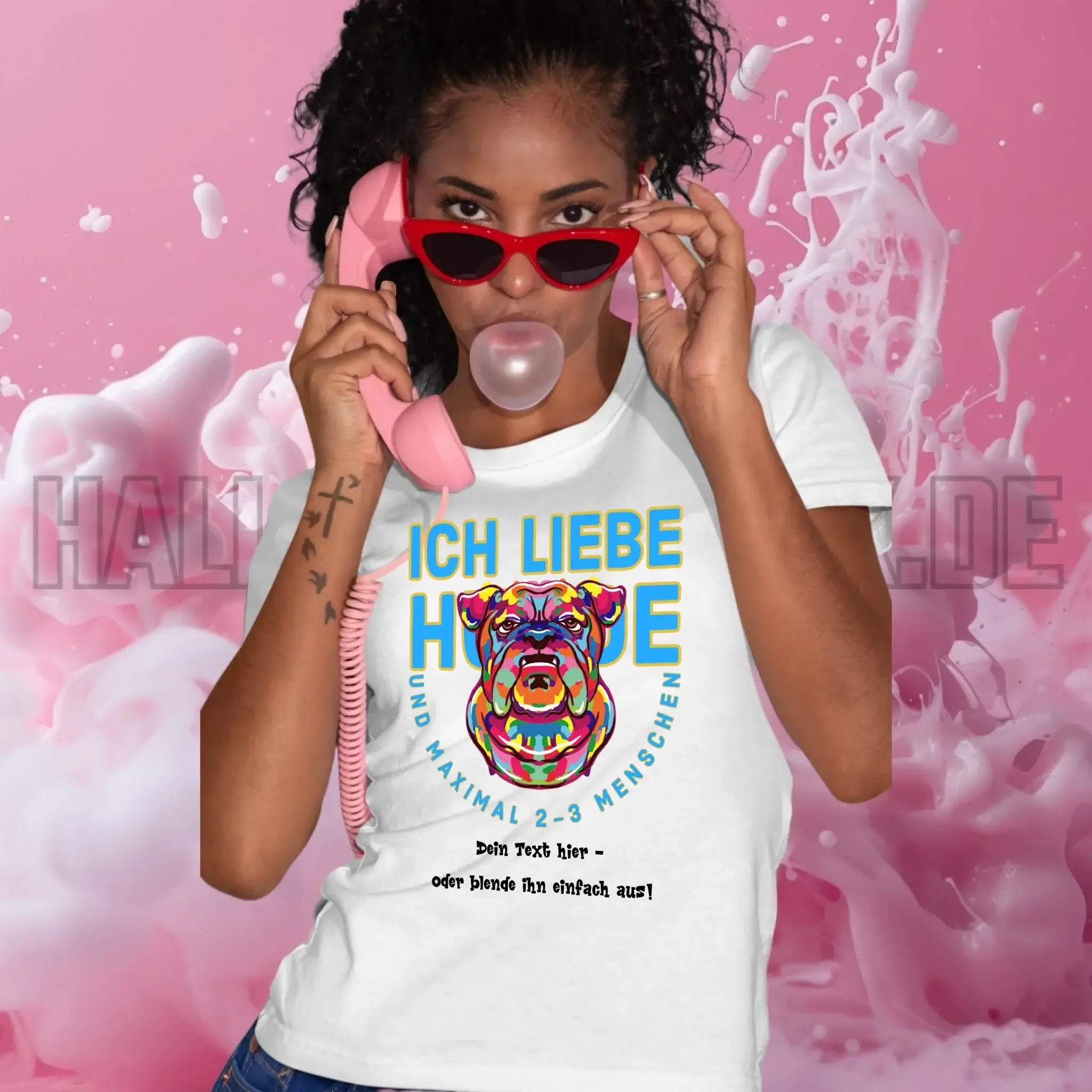 Ich liebe Hunde und 2-3 Menschen • Ladies Premium T-Shirt XS-2XL aus Bio-Baumwolle für Damen • Exklusivdesign • personalisiert