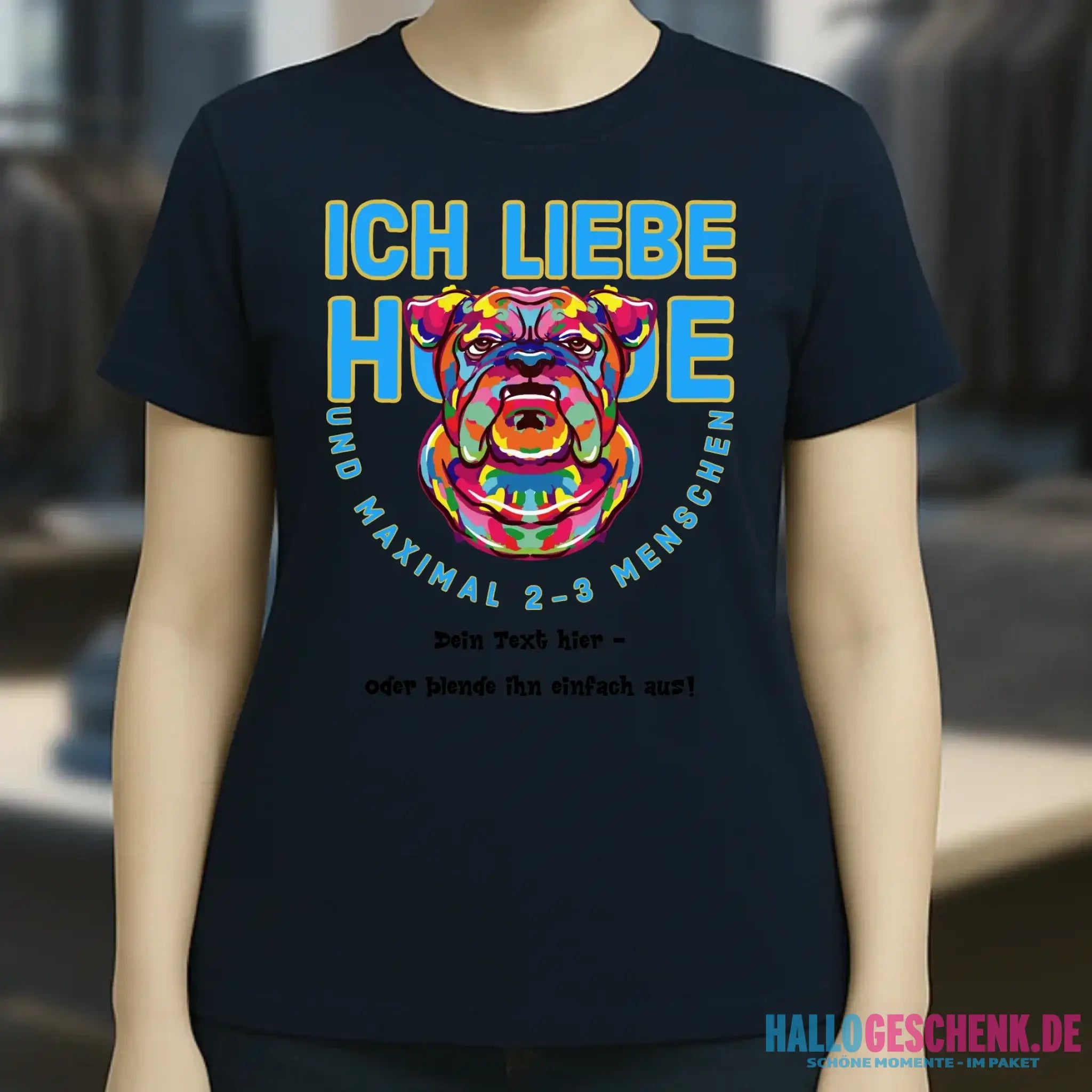Ich liebe Hunde und 2-3 Menschen • Ladies Premium T-Shirt XS-2XL aus Bio-Baumwolle für Damen • Exklusivdesign • personalisiert