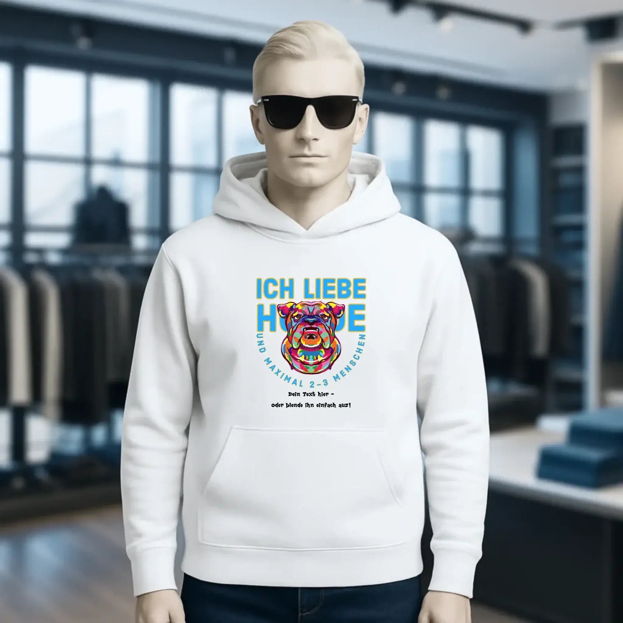 Ich liebe Hunde und 2-3 Menschen • Unisex Premium Hoodie XS-5XL aus Bio-Baumwolle für Damen & Herren • Exklusivdesign • personalisiert