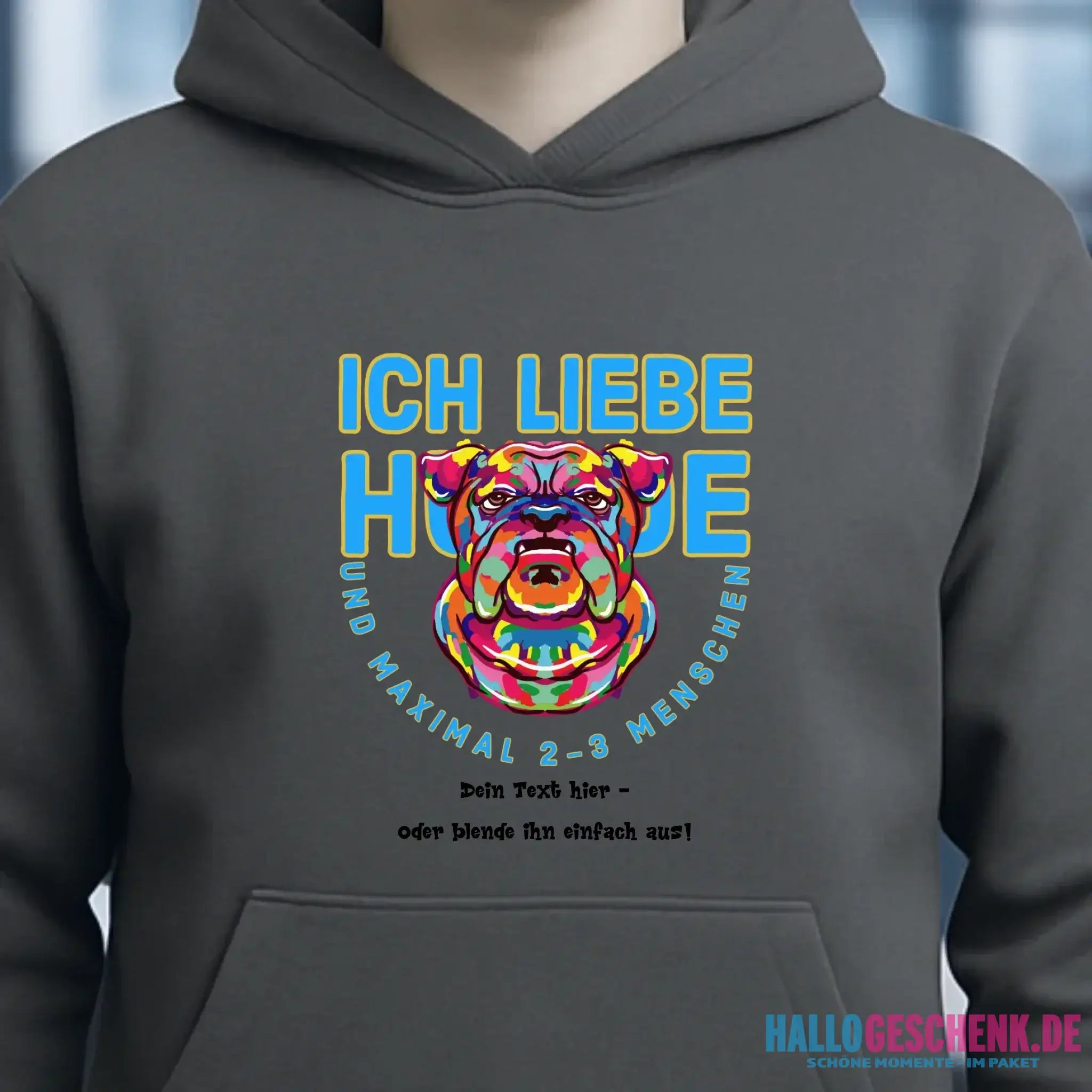 Ich liebe Hunde und 2-3 Menschen • Unisex Premium Hoodie XS-5XL aus Bio-Baumwolle für Damen & Herren • Exklusivdesign • personalisiert