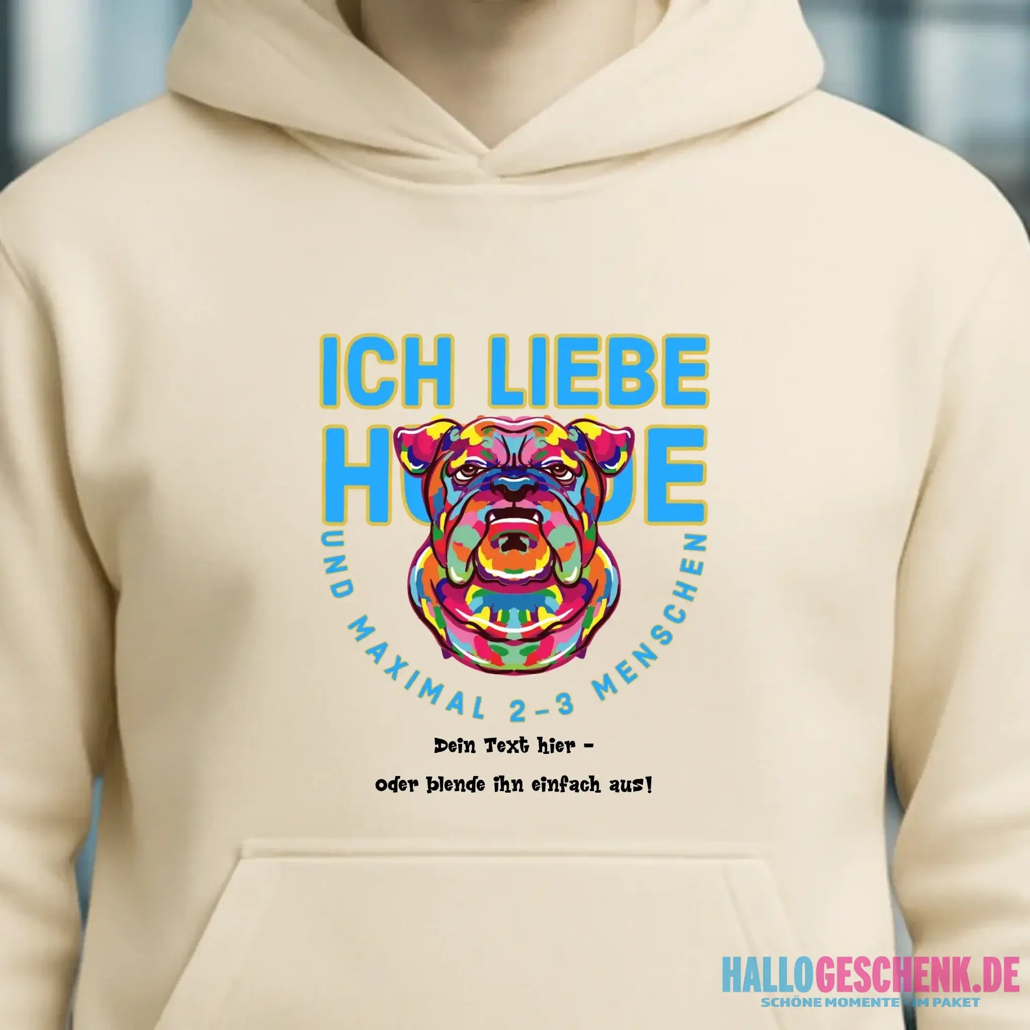 Ich liebe Hunde und 2-3 Menschen • Unisex Premium Hoodie XS-5XL aus Bio-Baumwolle für Damen & Herren • Exklusivdesign • personalisiert